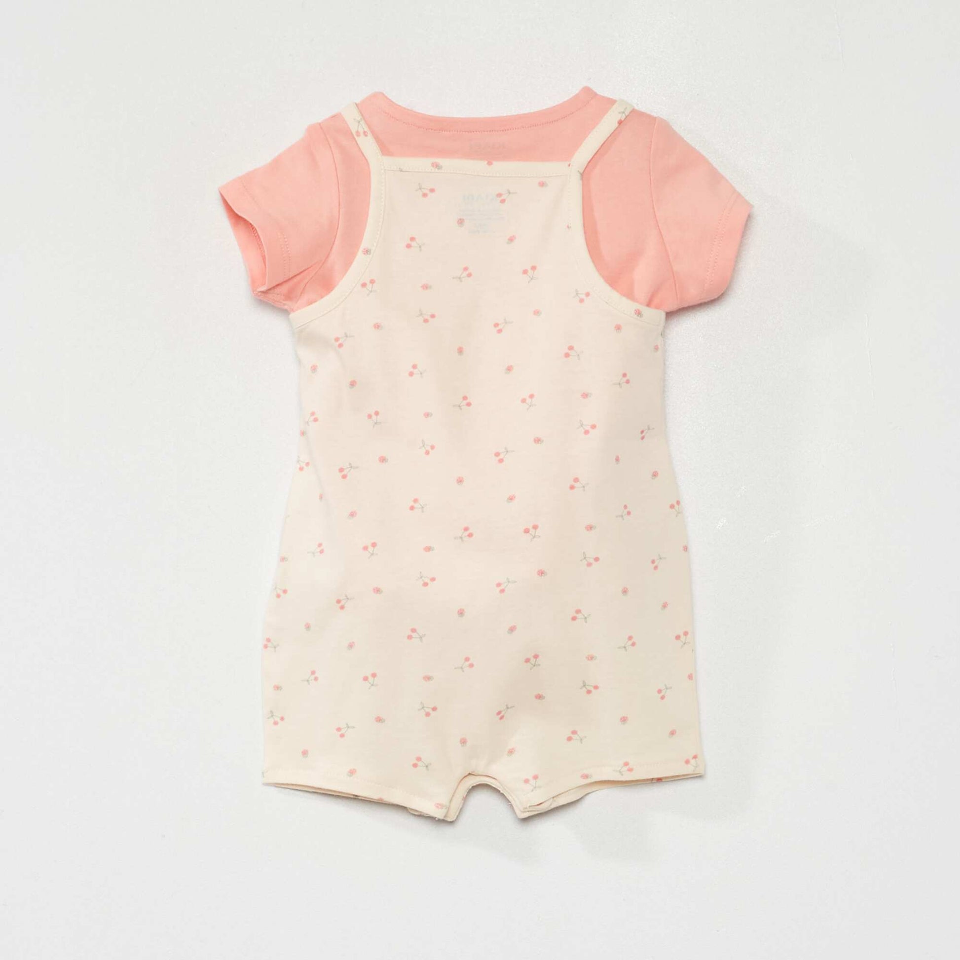 Cotton T-shirt and dungarees set PINK