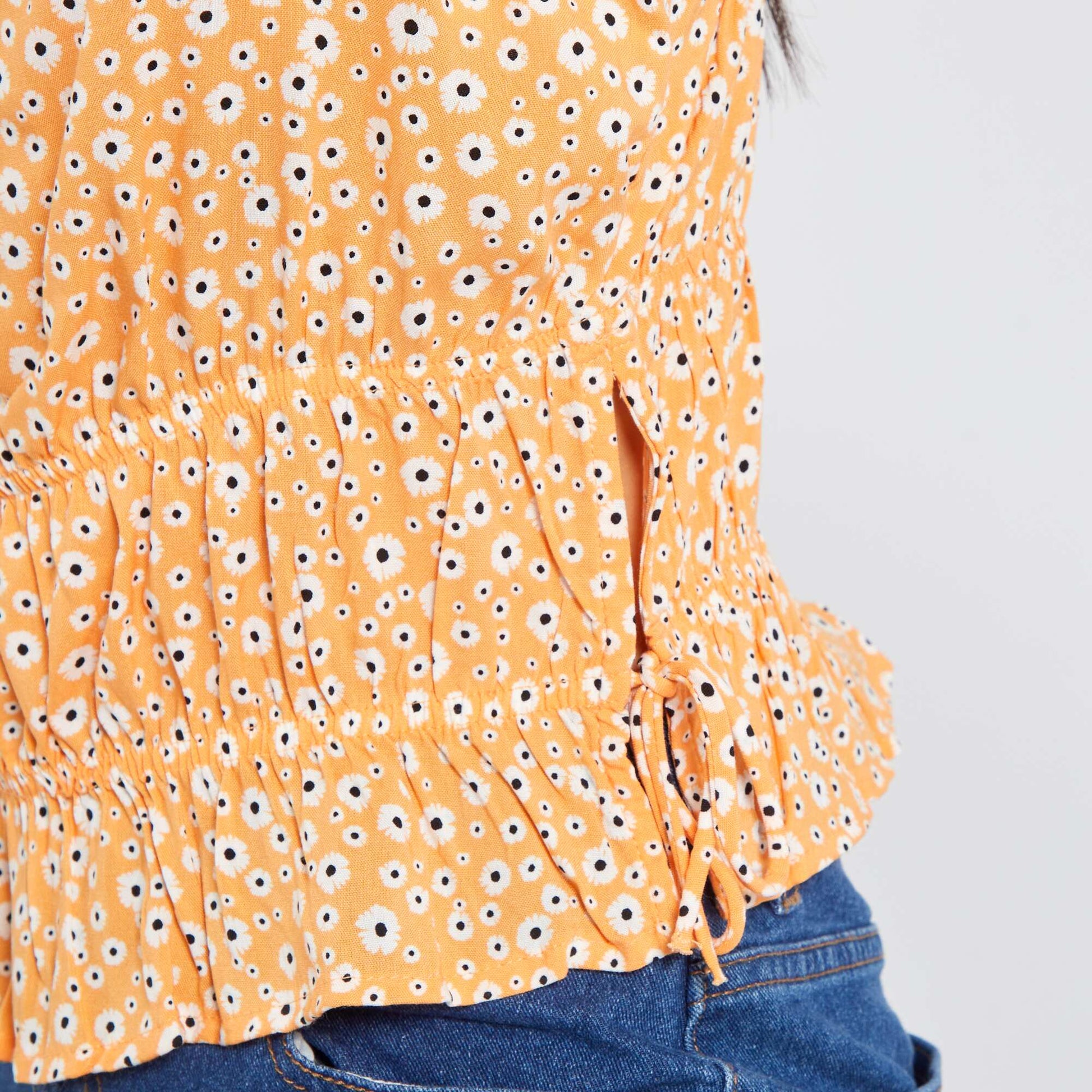 Floral top with narrow straps ORANGE