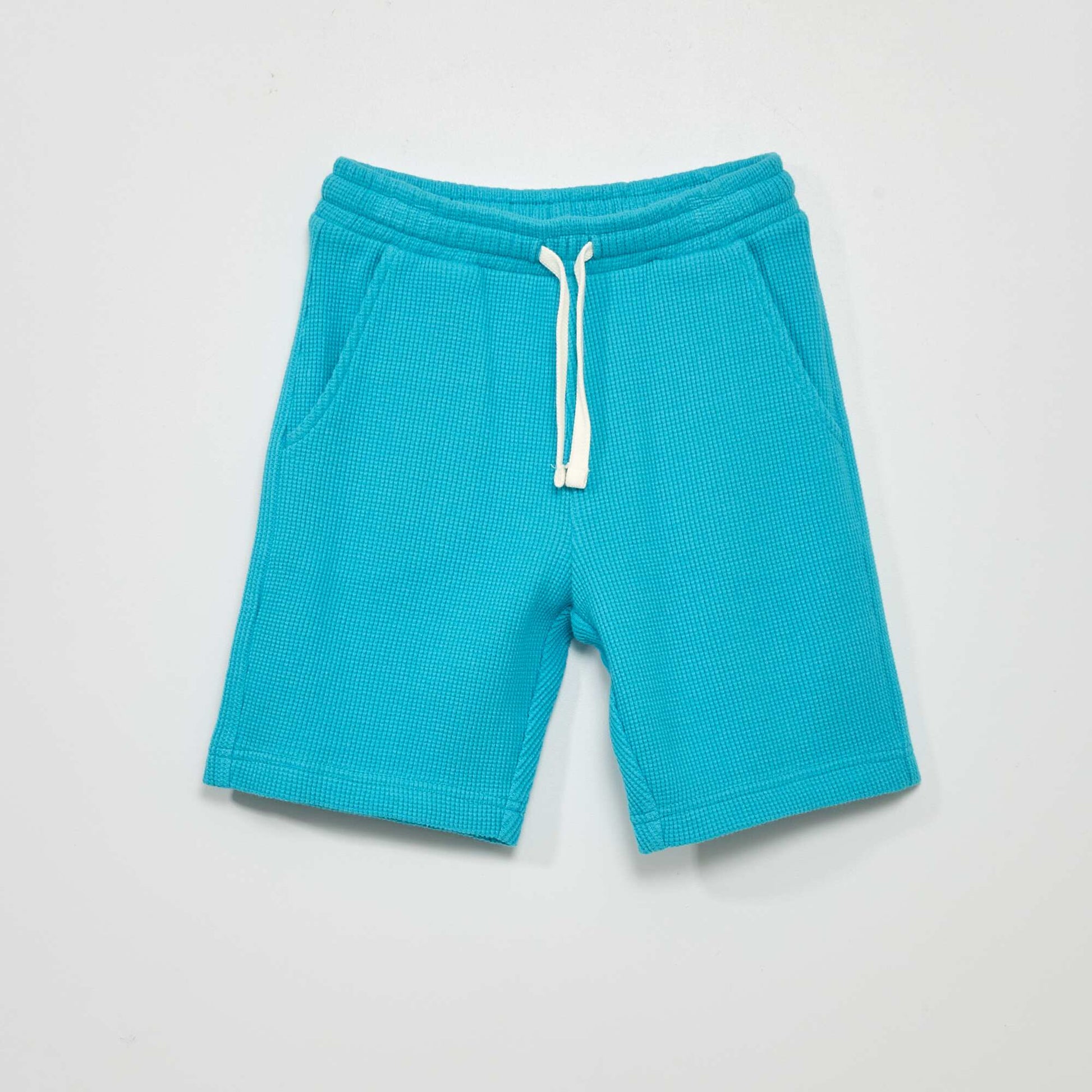 Plain waffle knit shorts BLUE