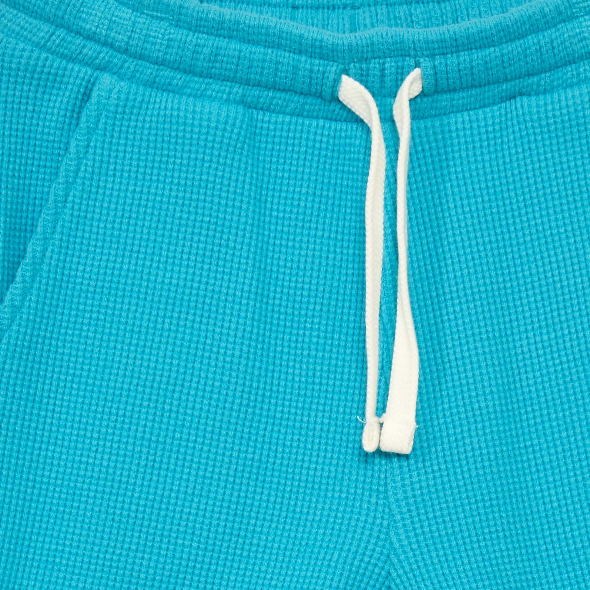 Plain waffle knit shorts BLUE