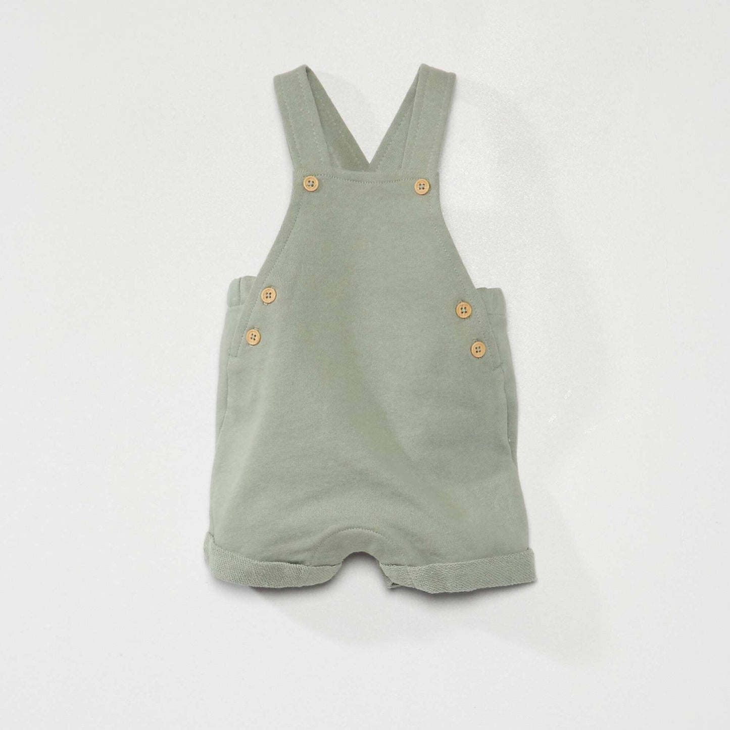 Sweatshirt fabric short dungarees GREEN