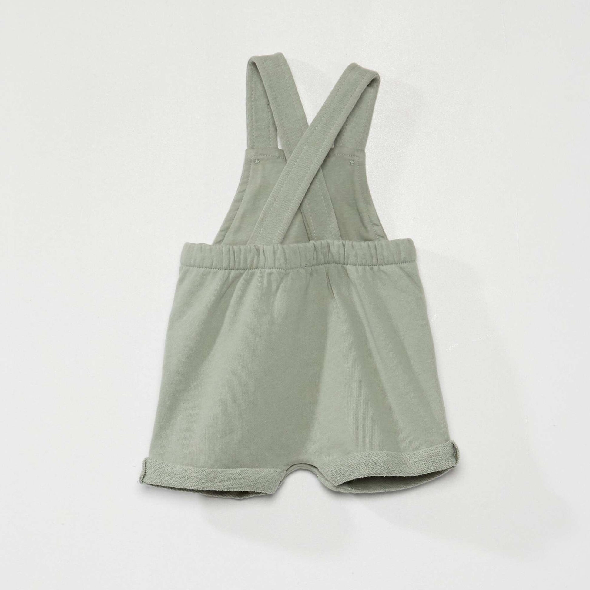 Sweatshirt fabric short dungarees GREEN