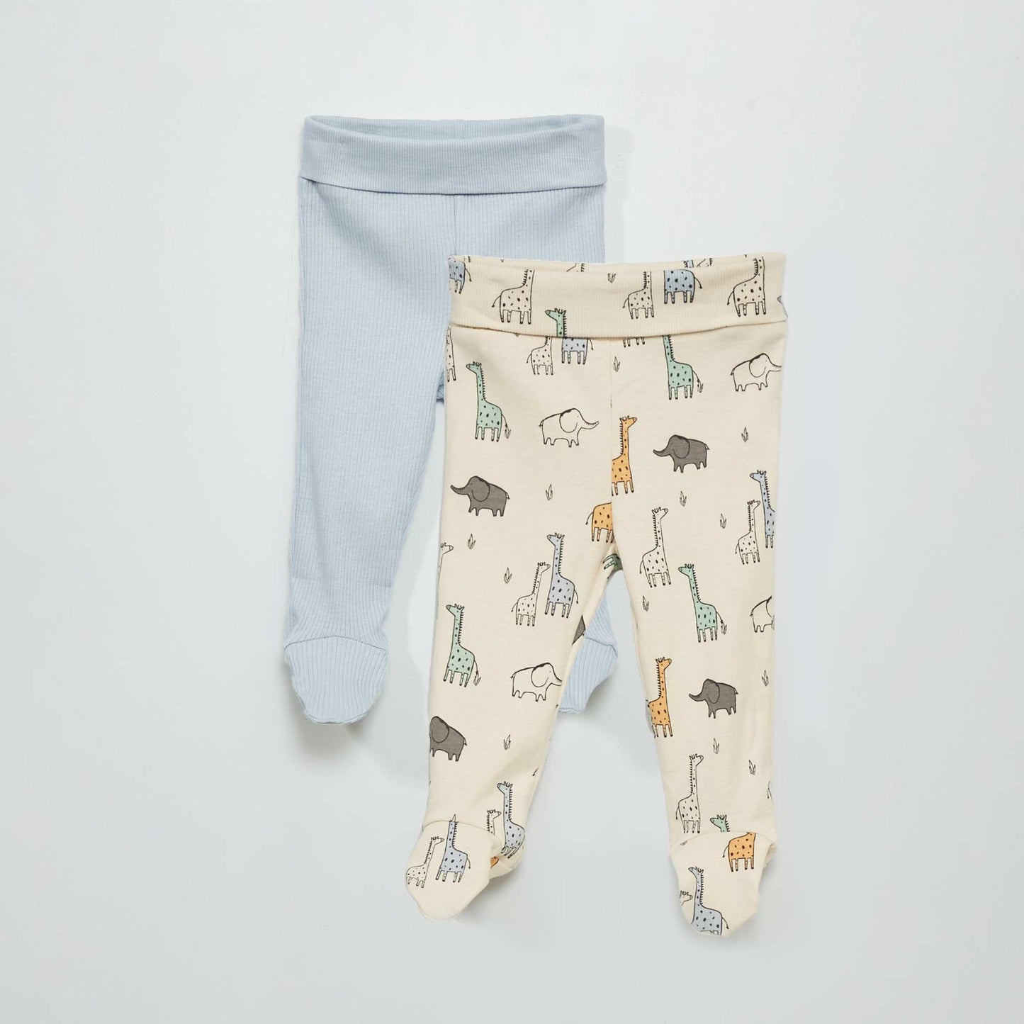 Set of two pairs of leggings with feet WHITE
