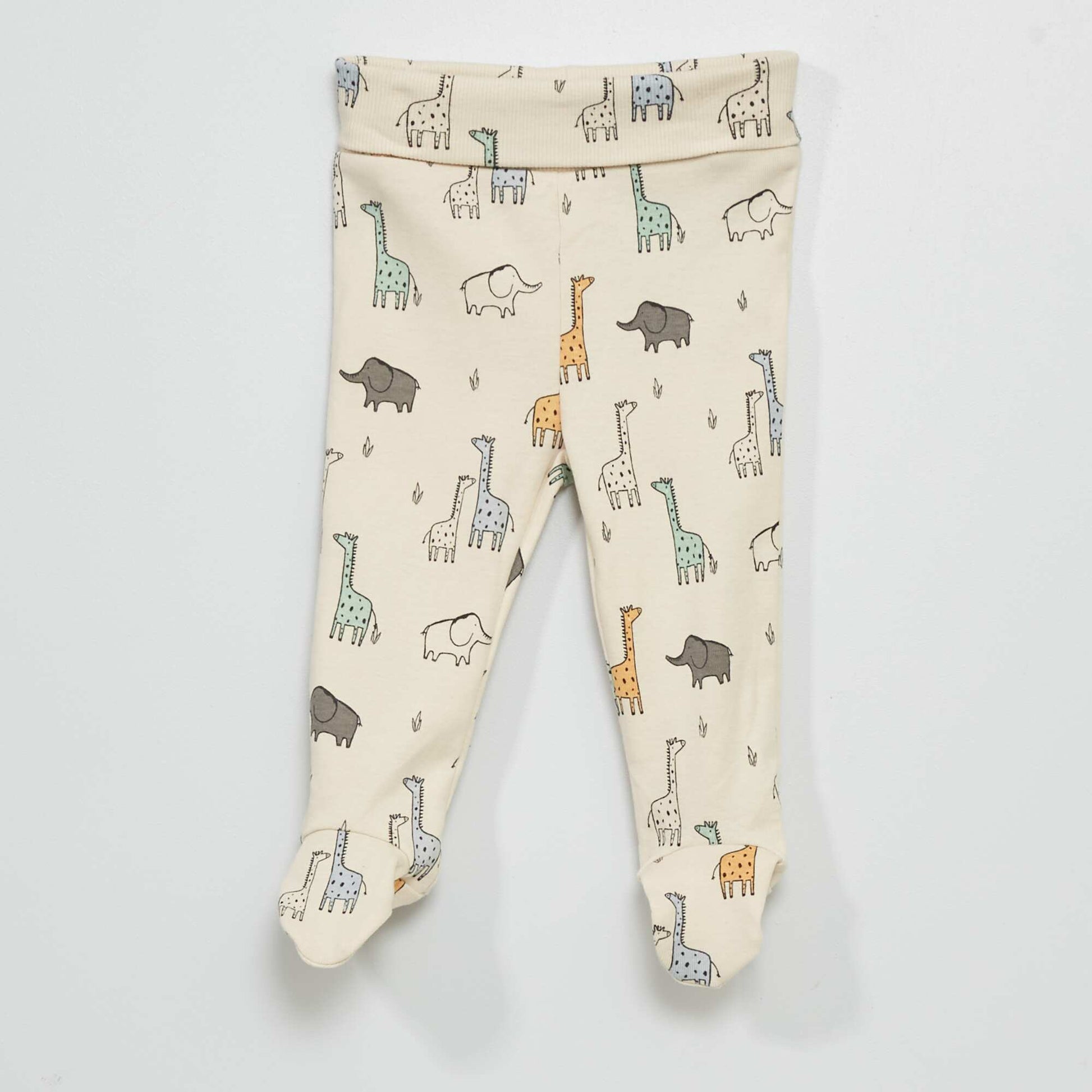 Set of two pairs of leggings with feet WHITE