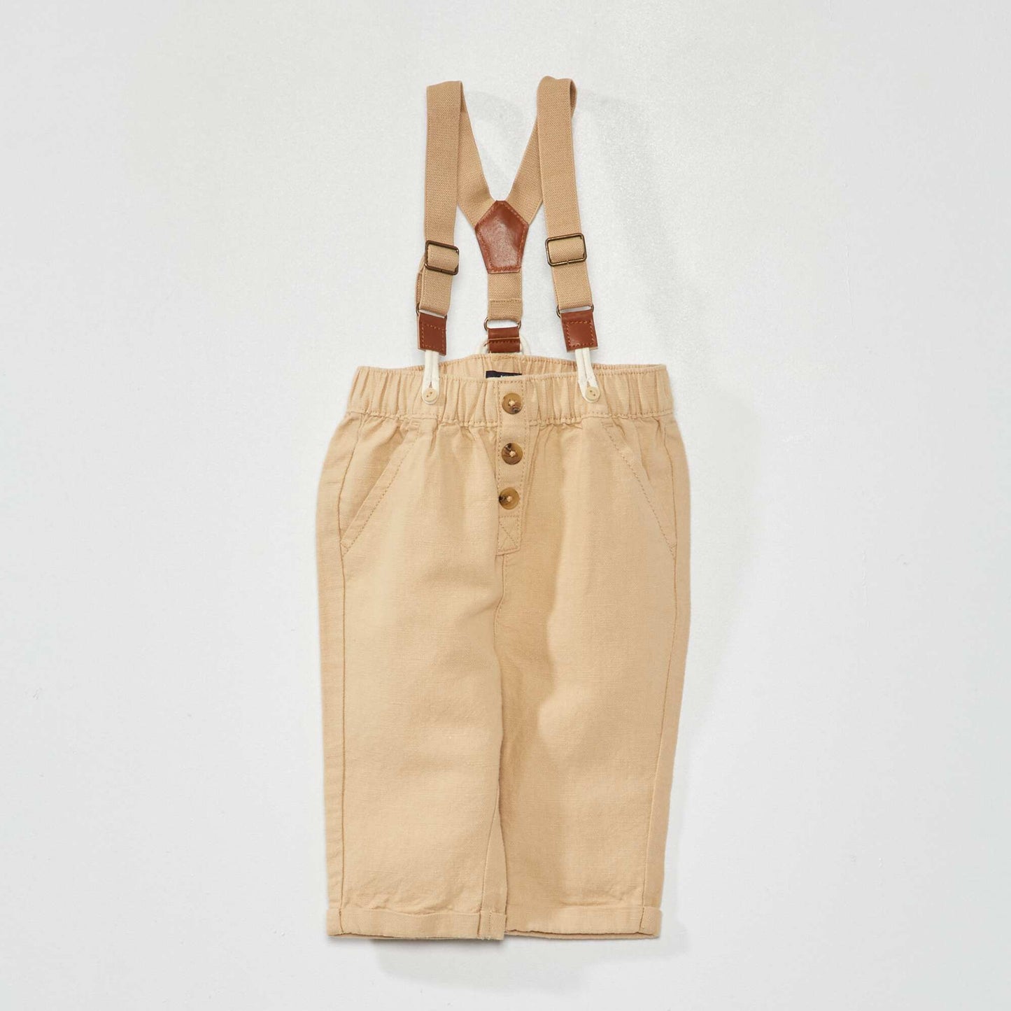 Trousers with detachable braces BEIGE