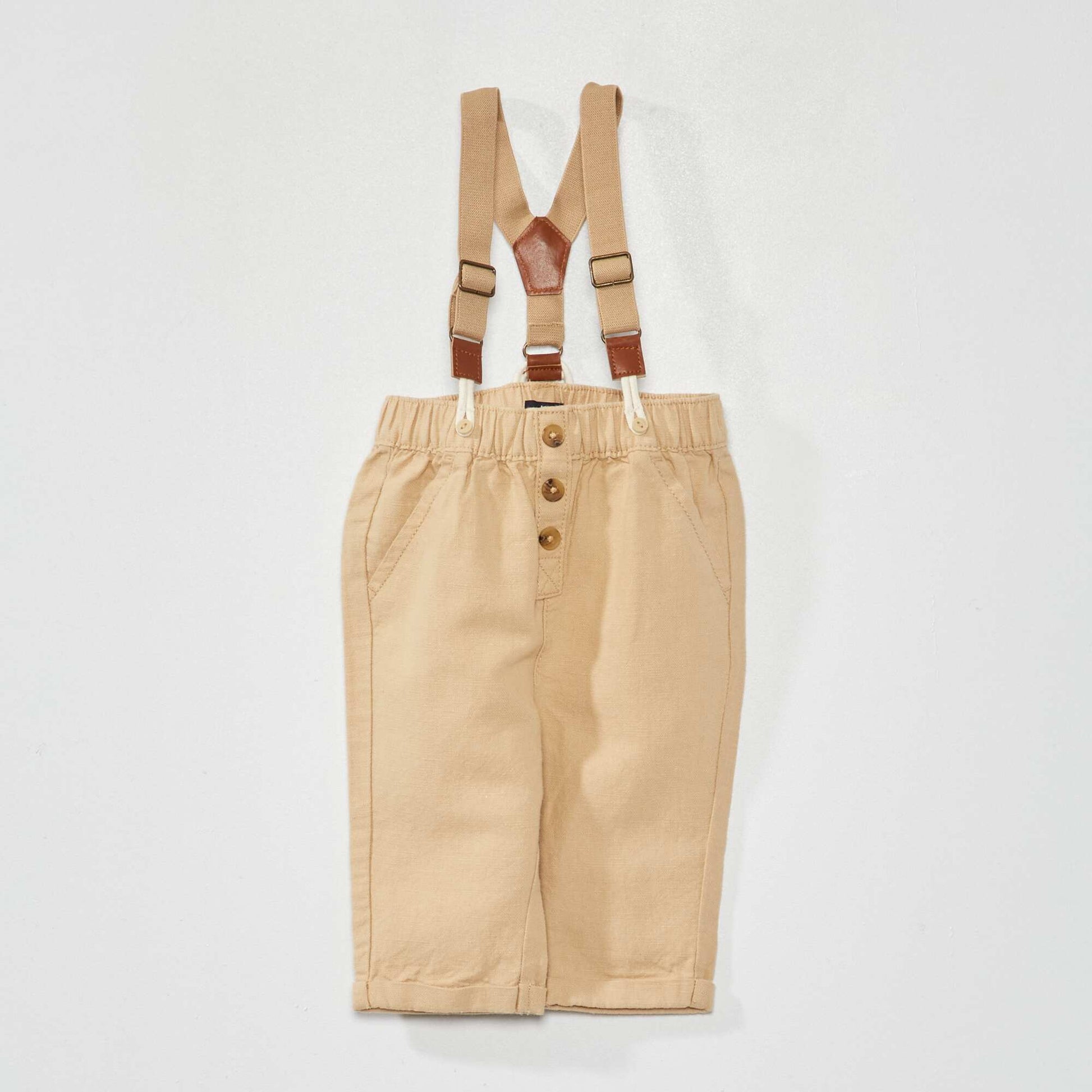 Trousers with detachable braces BEIGE