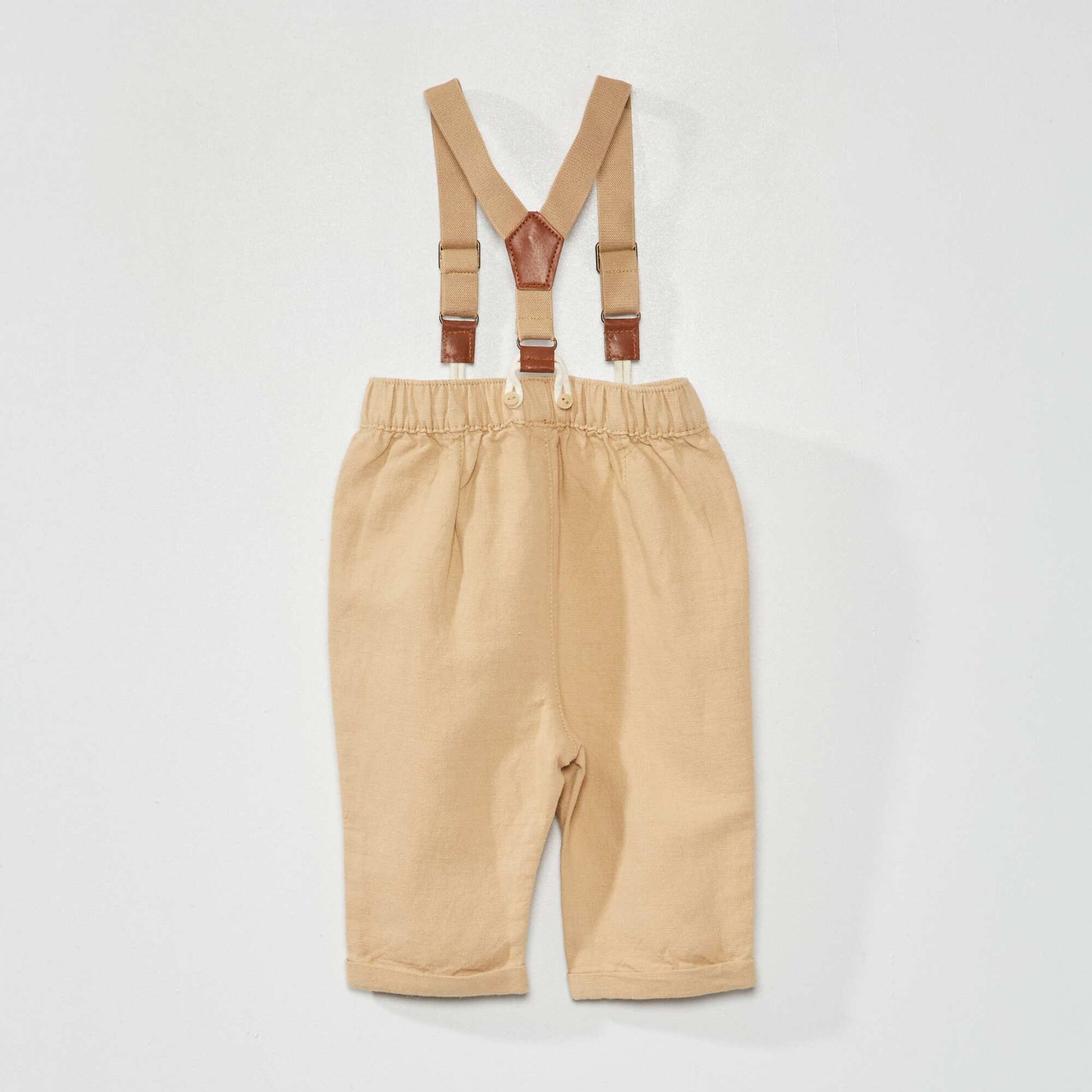 Trousers with detachable braces BEIGE