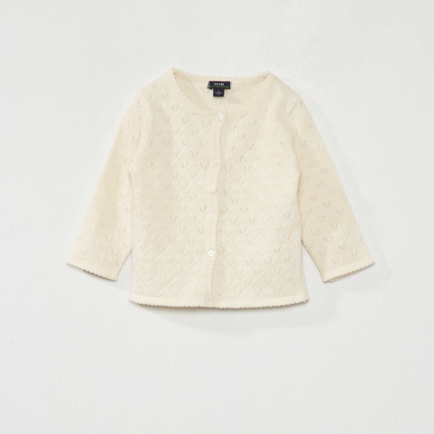 Pointelle knit cardigan WHITE