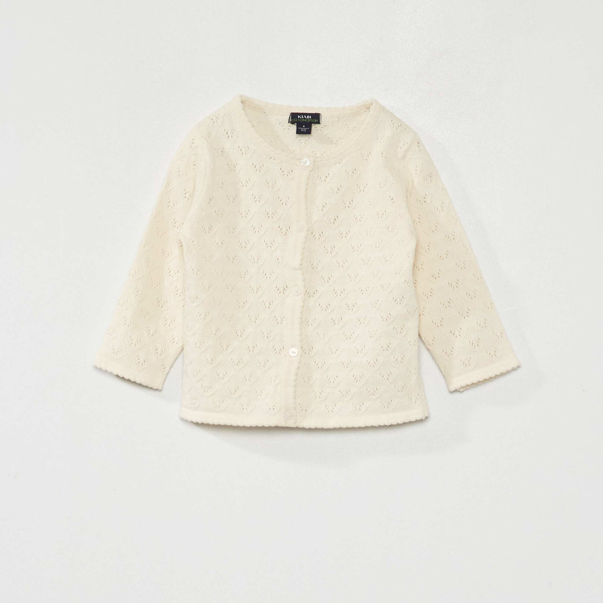 Pointelle knit cardigan WHITE