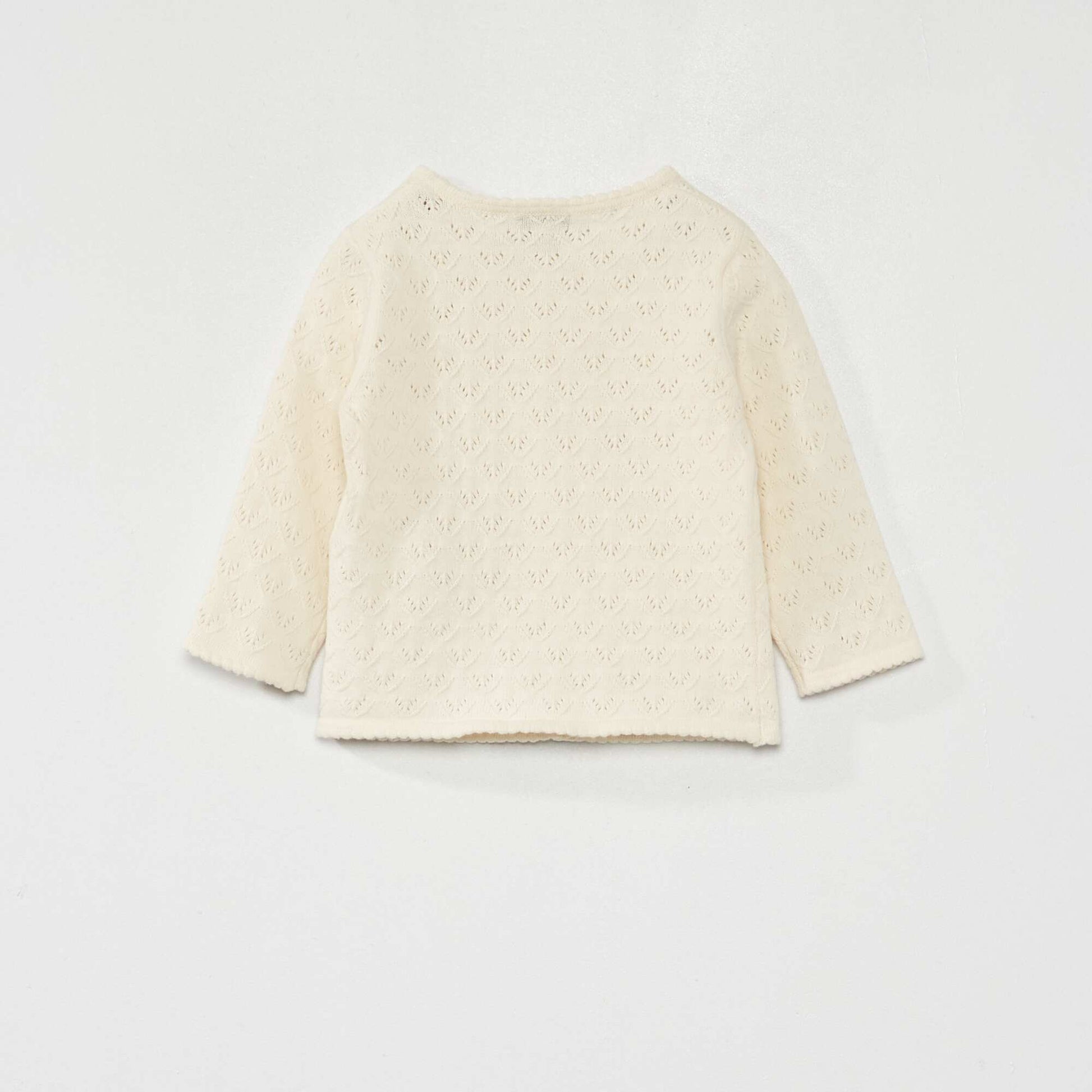 Pointelle knit cardigan WHITE