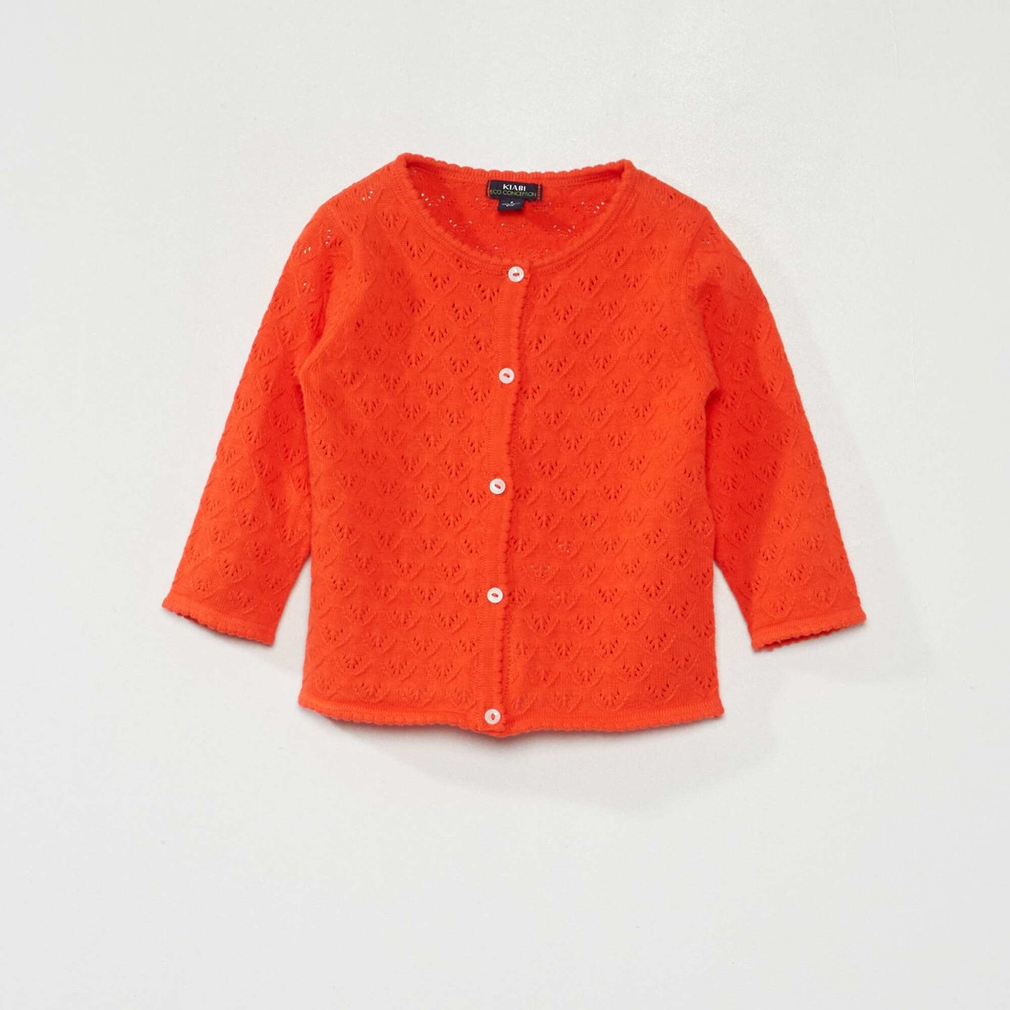 Pointelle knit cardigan ORANGE