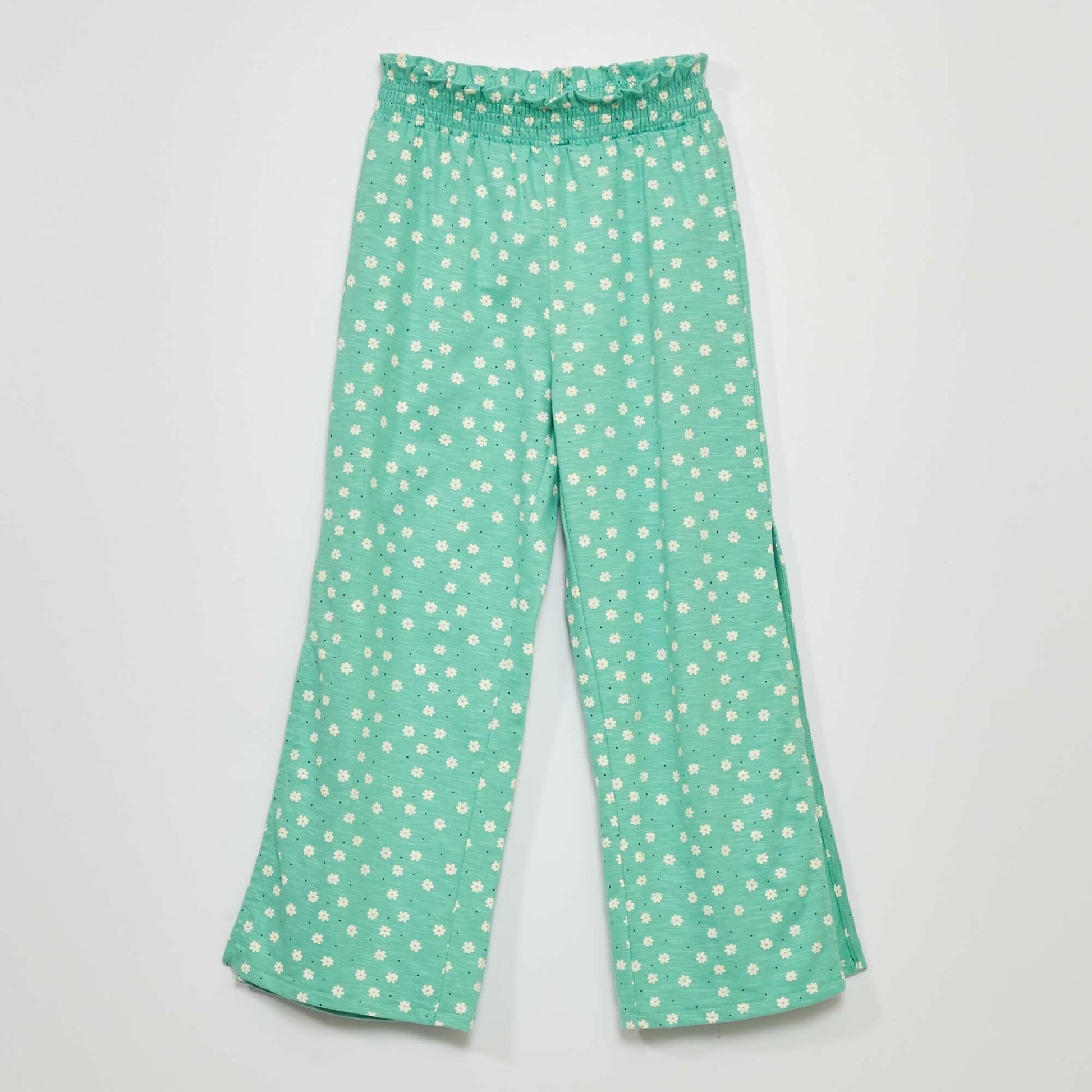 Printed wide-leg trousers GREEN