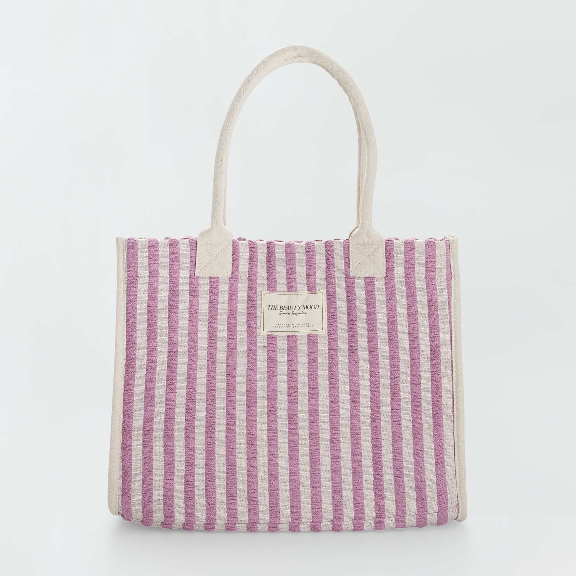 Large woven canvas tote bag PURPLE