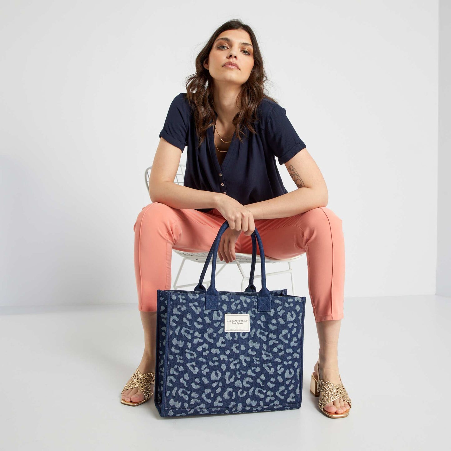 Large canvas holdall-style bag BLUE