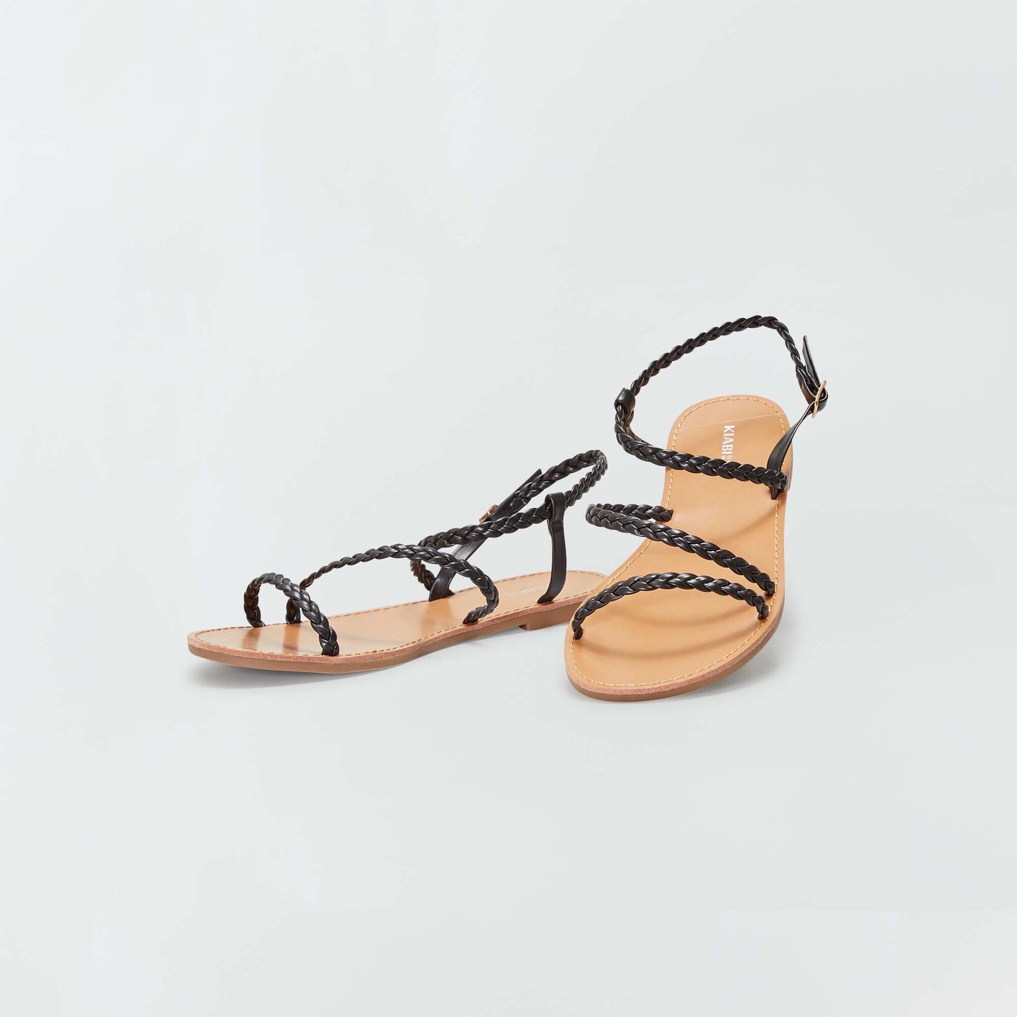 Flat strappy sandals BLACK