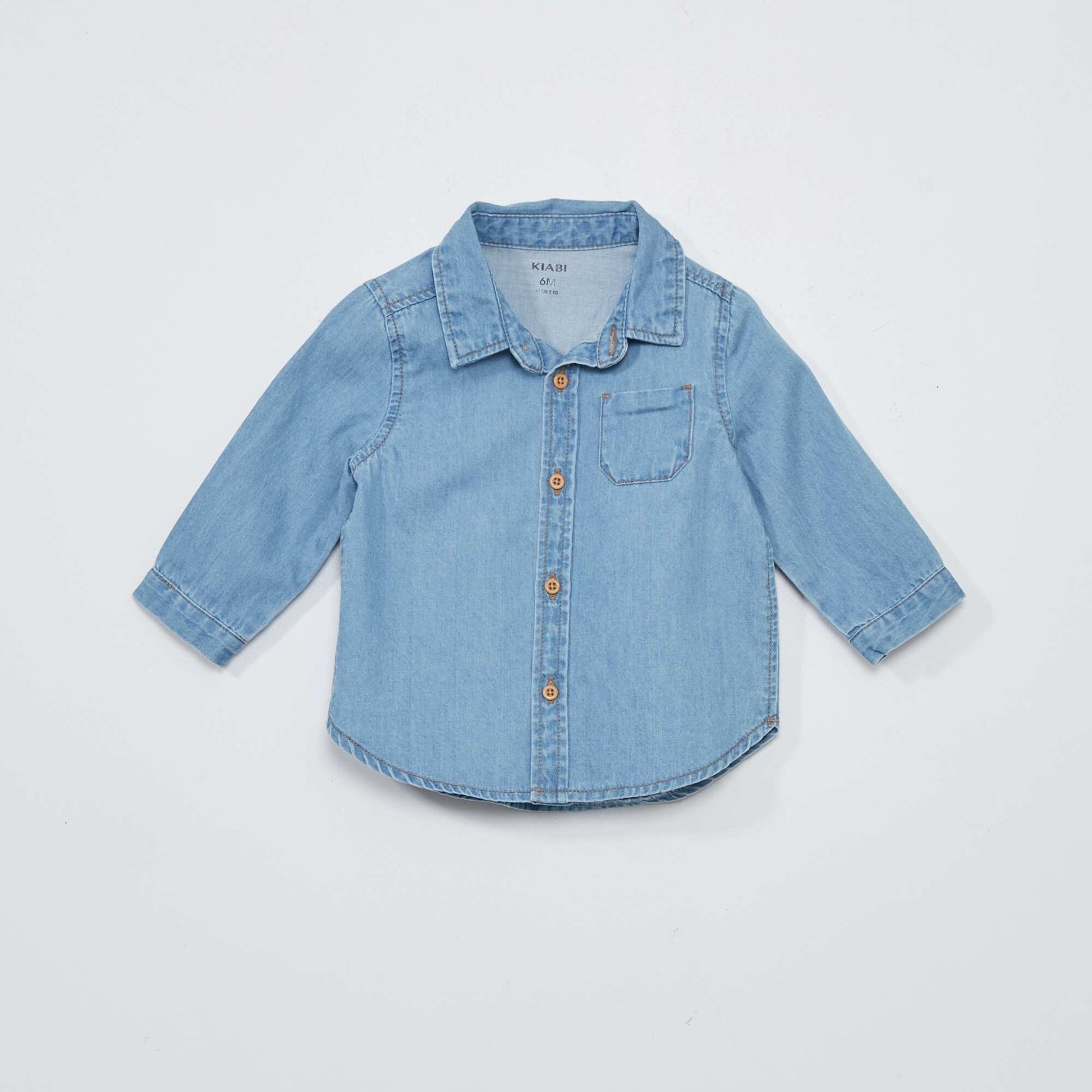 Long-sleeved denim shirt BLUE