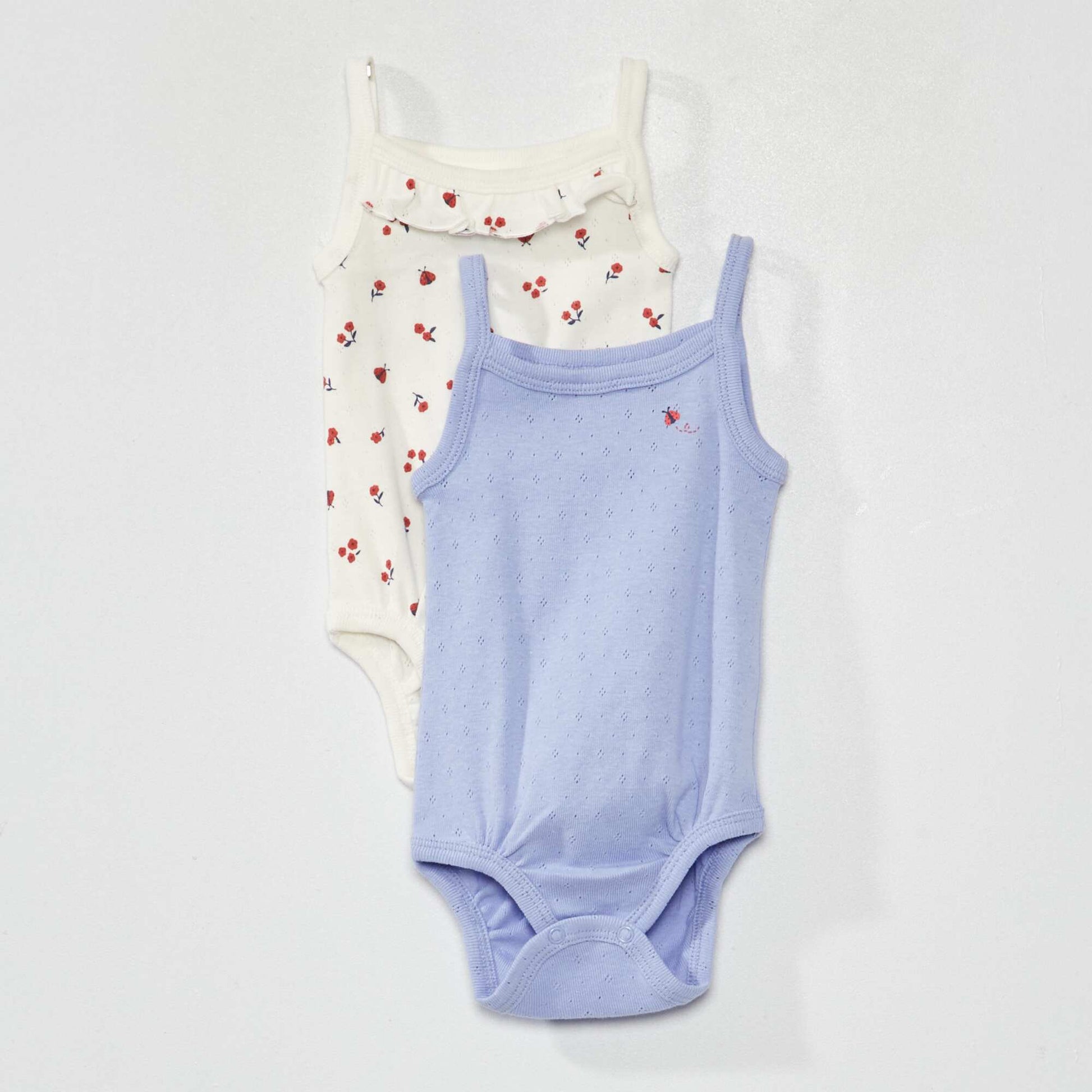 Pack of 2 bodysuits with spaghetti straps WHITE