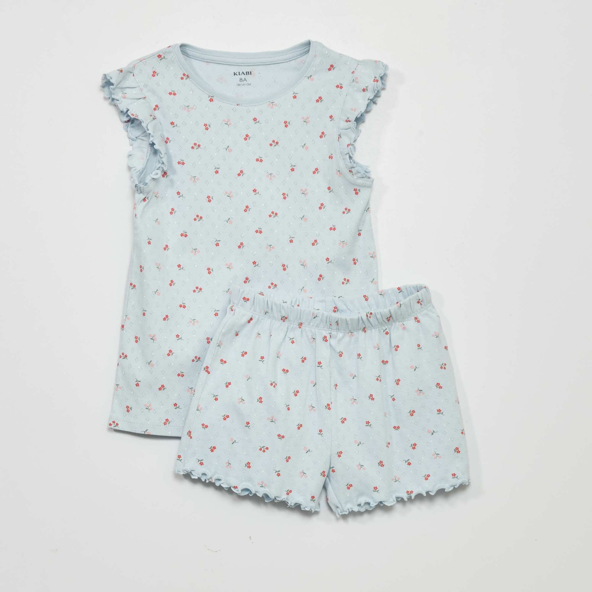 Polka dot cropped pyjamas - Two-piece set BLUE