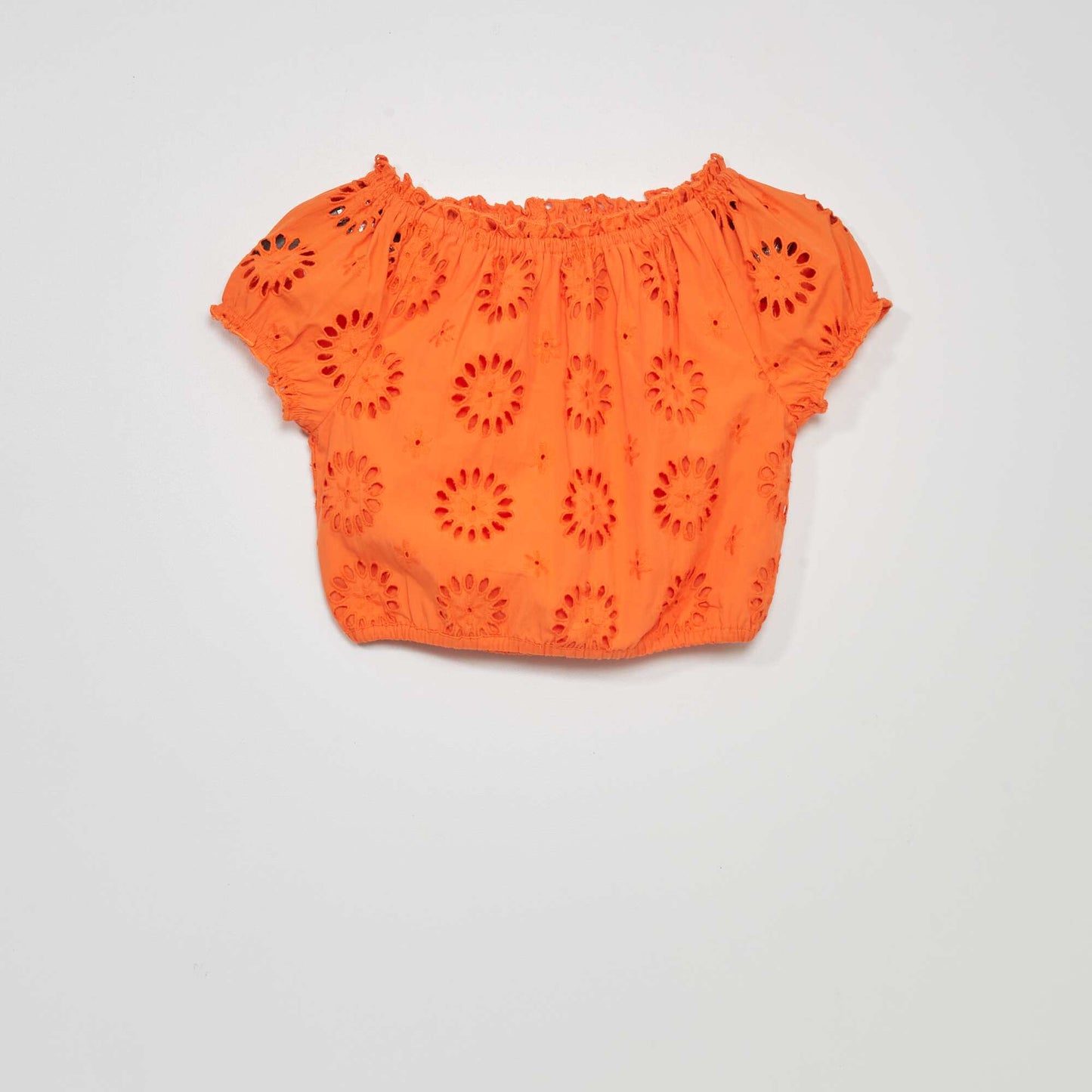 Blouse with broderie anglaise ORANGE