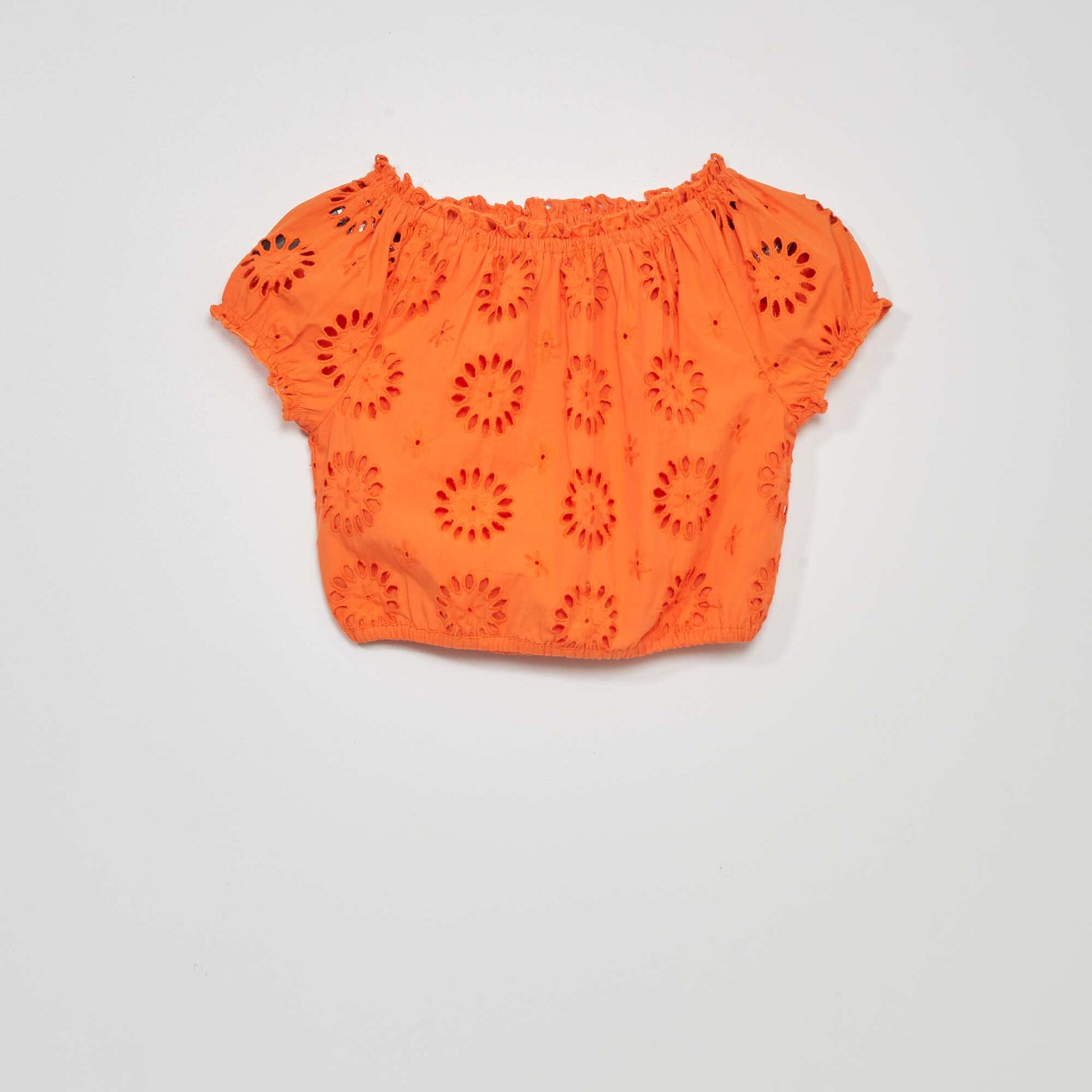Blouse with broderie anglaise ORANGE