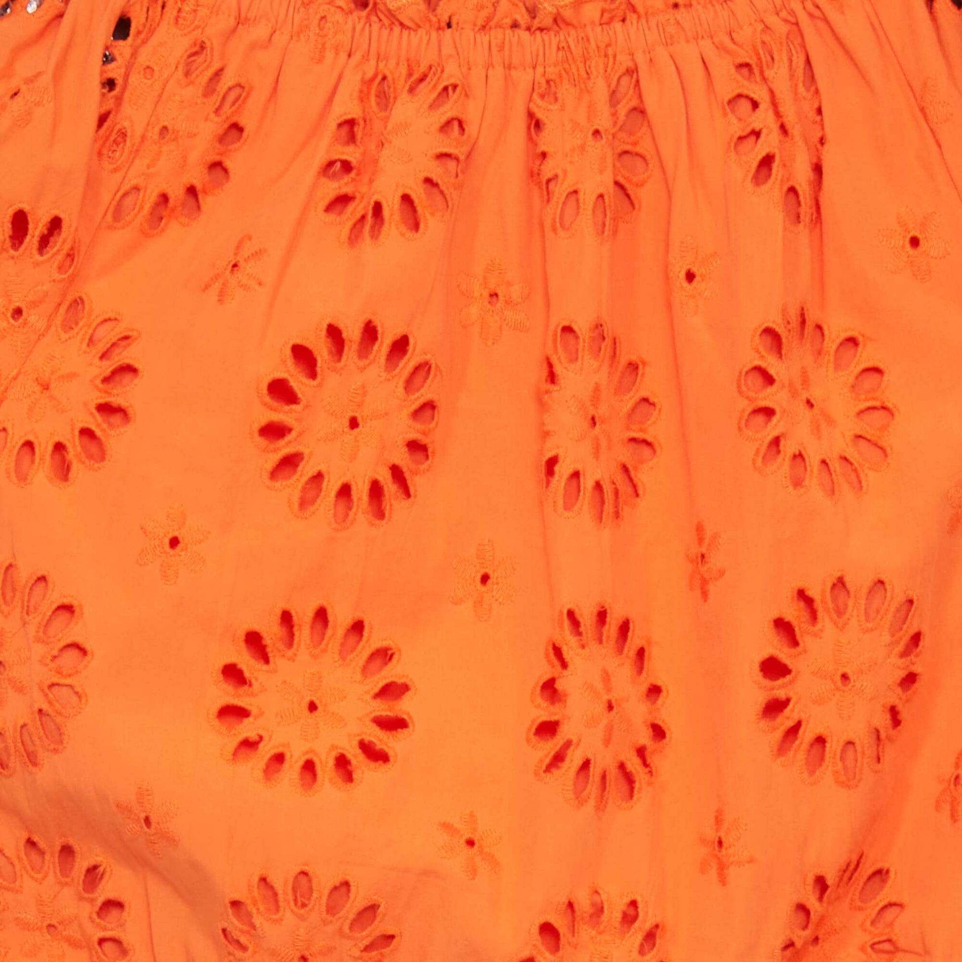 Blouse with broderie anglaise ORANGE