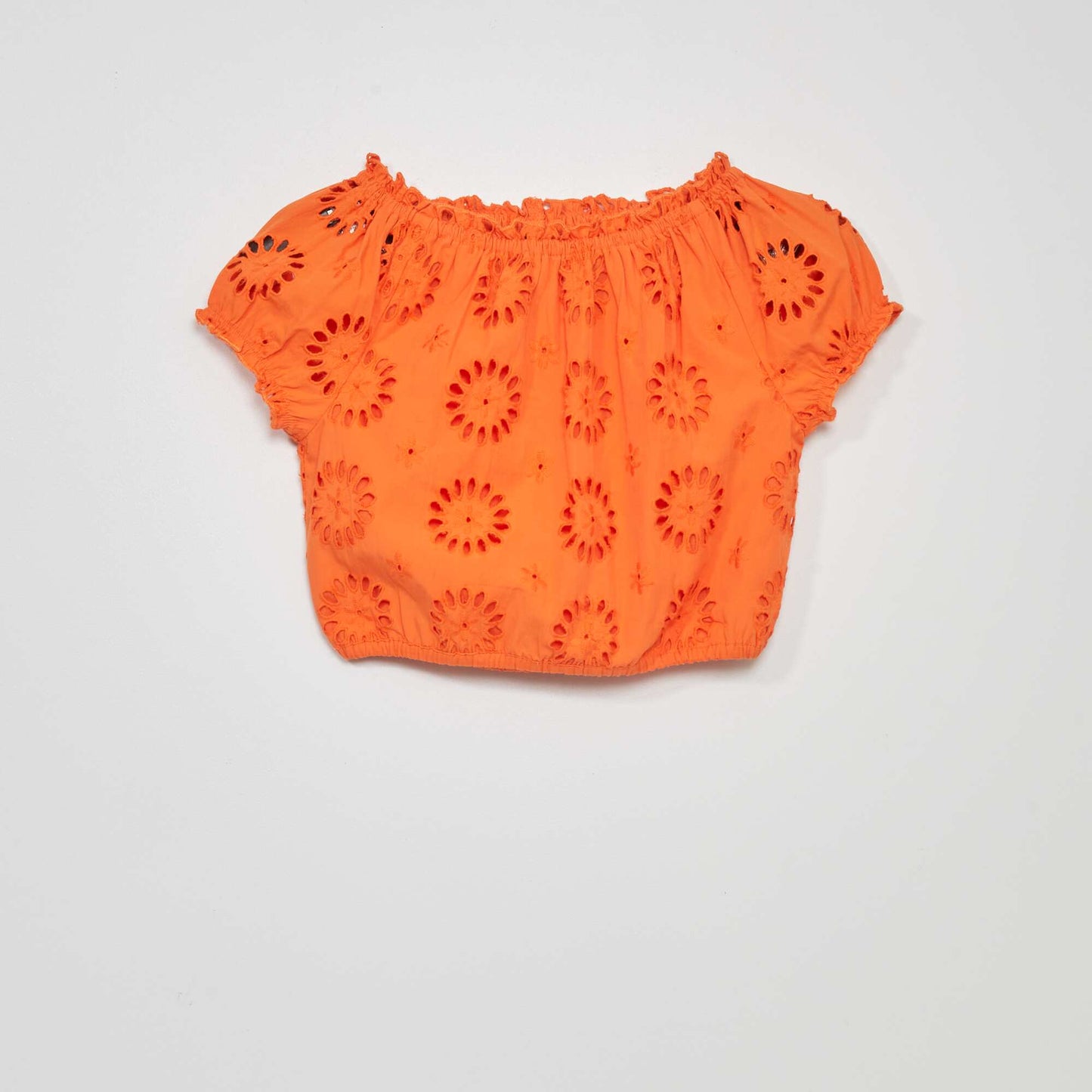 Blouse with broderie anglaise ORANGE