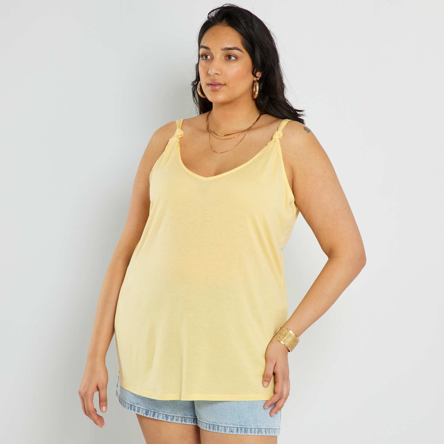 Flowing plain vest top YELLOW