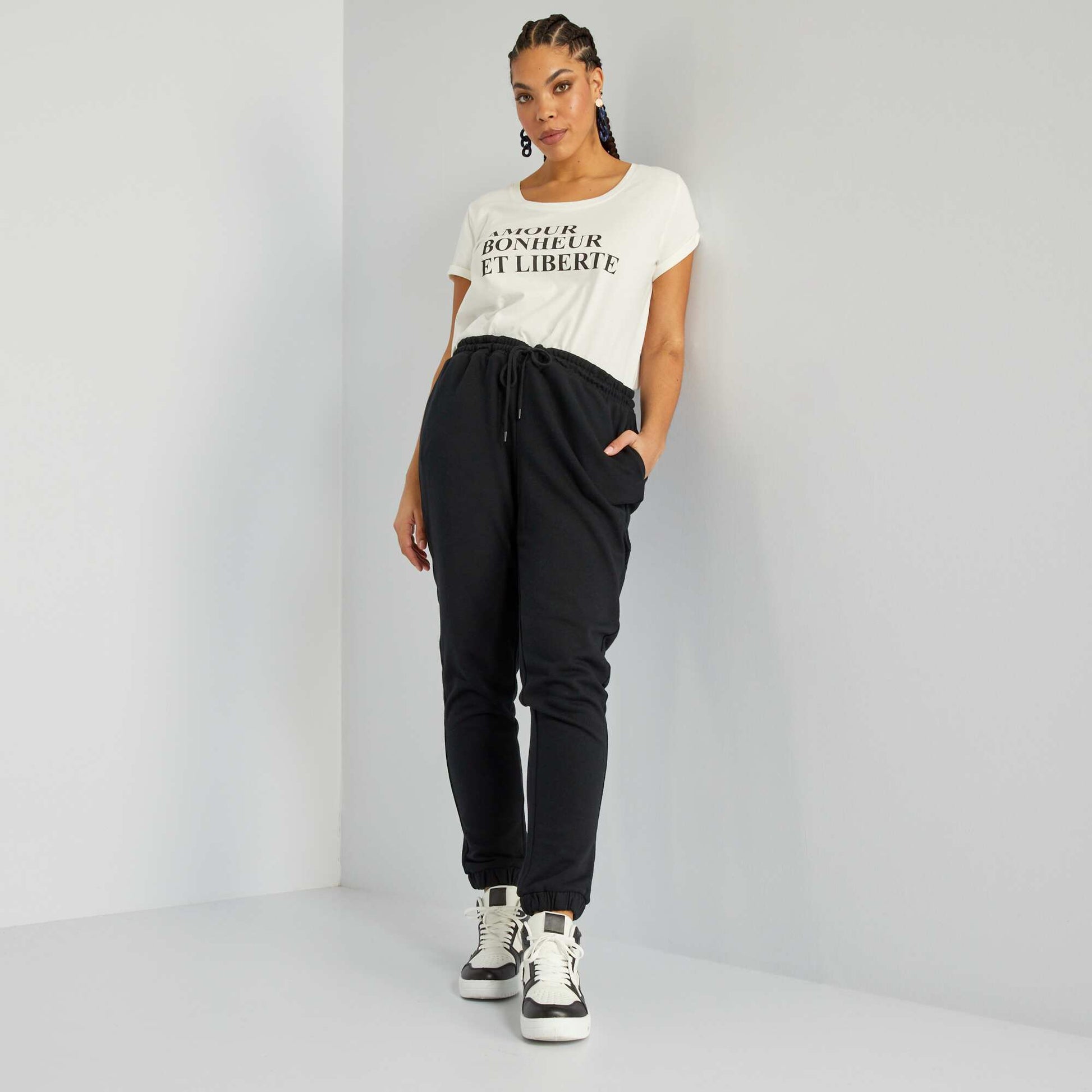 Sweatshirt fabric joggers BLACK