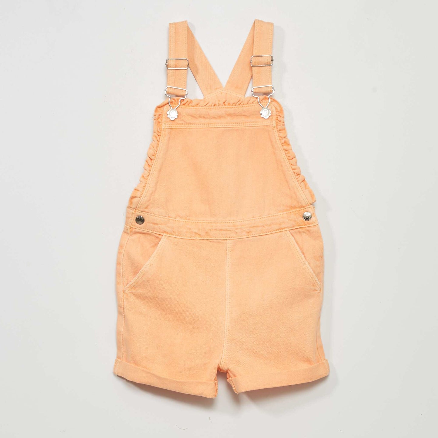 Denim dungaree shorts ORANGE