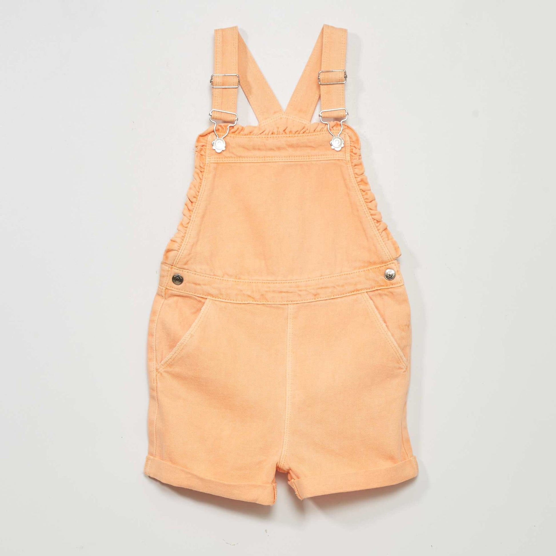 Denim dungaree shorts ORANGE