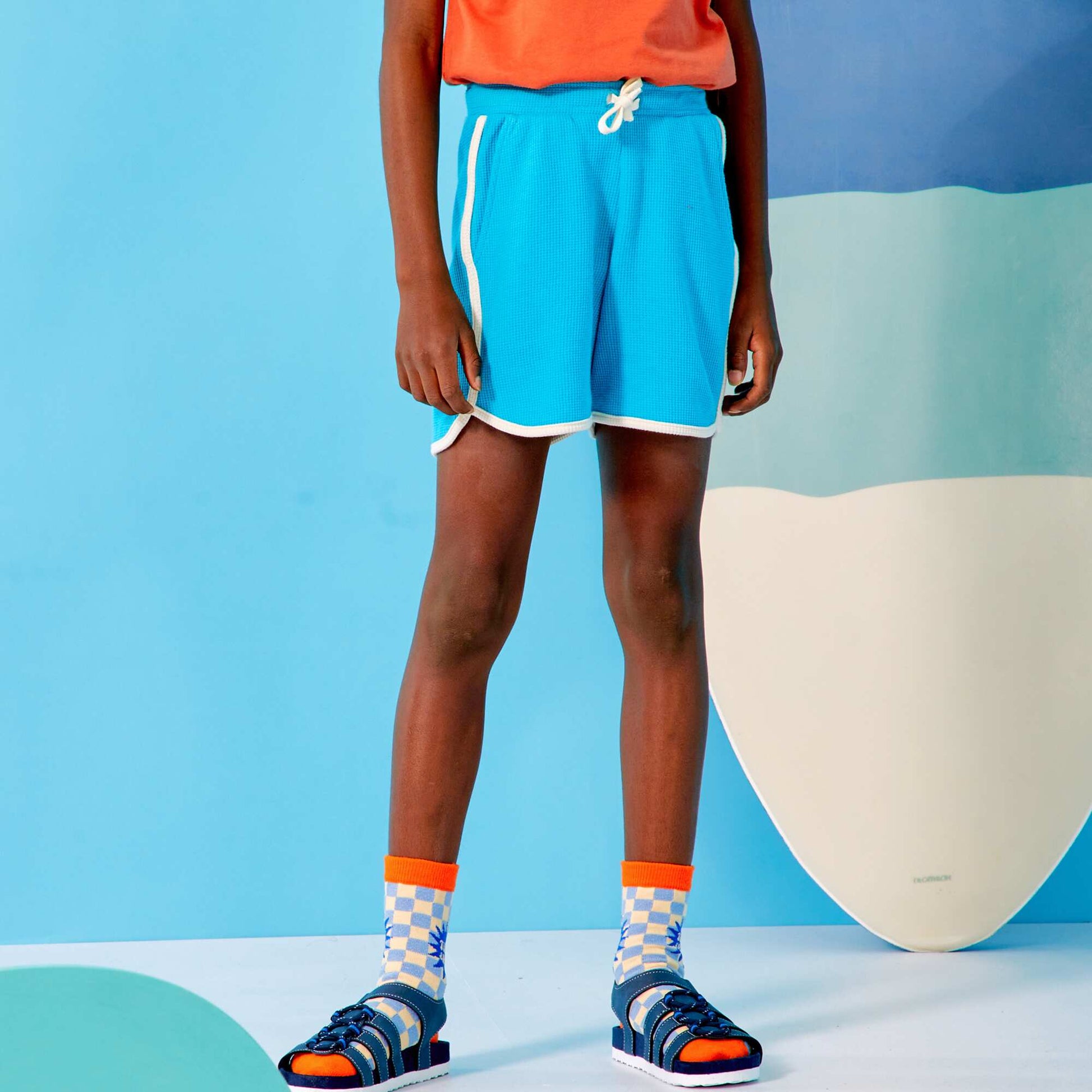 Waffle-knit shorts BLUE