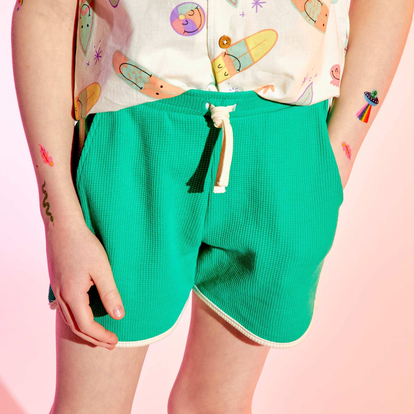 Waffle-knit shorts GREEN