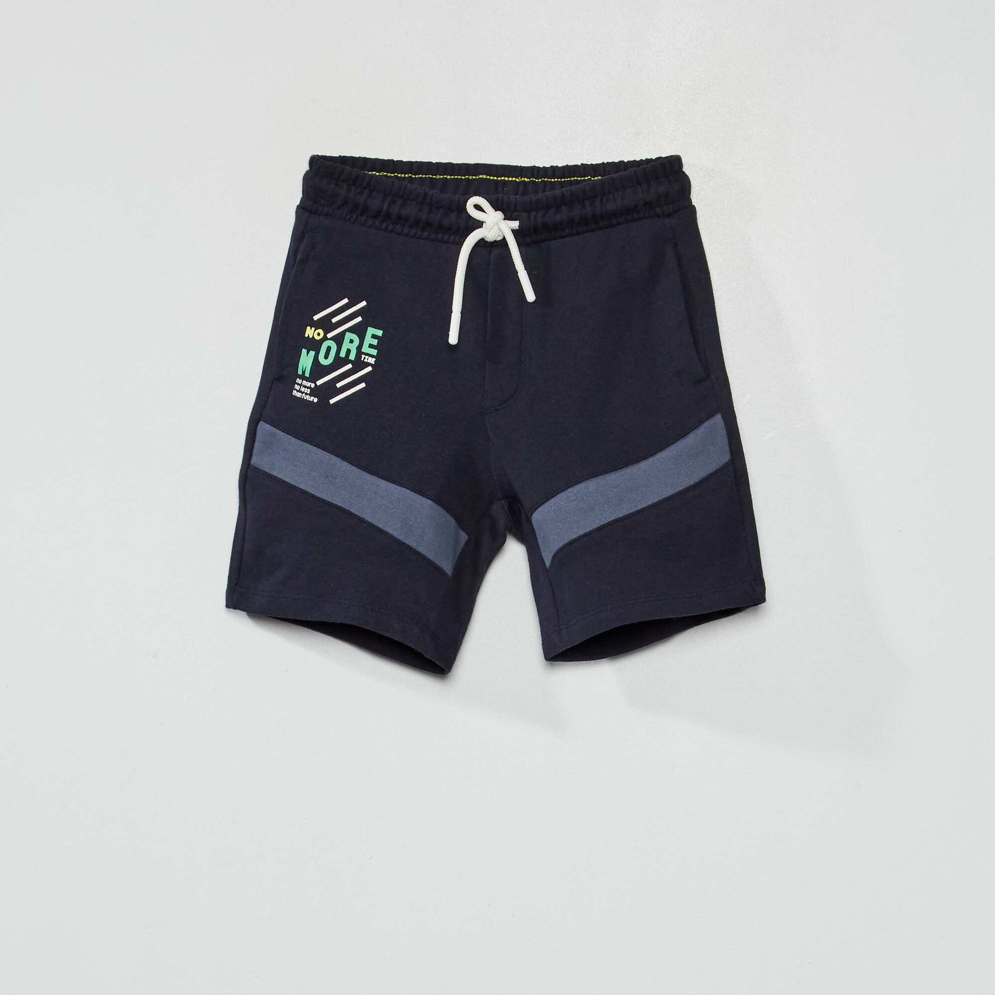 Sweatshirt fabric Bermuda shorts with contrasting stripes BLUE