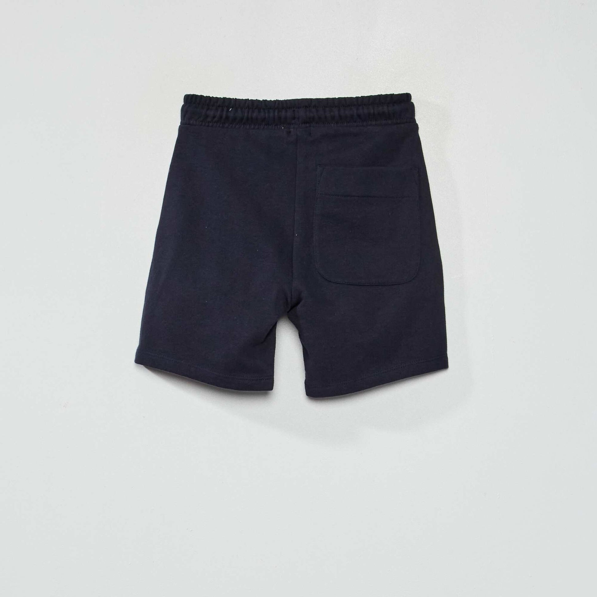 Sweatshirt fabric Bermuda shorts with contrasting stripes BLUE
