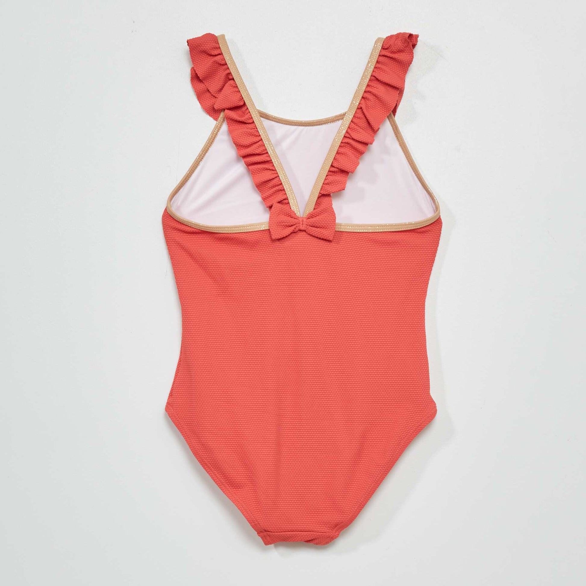 Striped 1-piece swimsuit RED