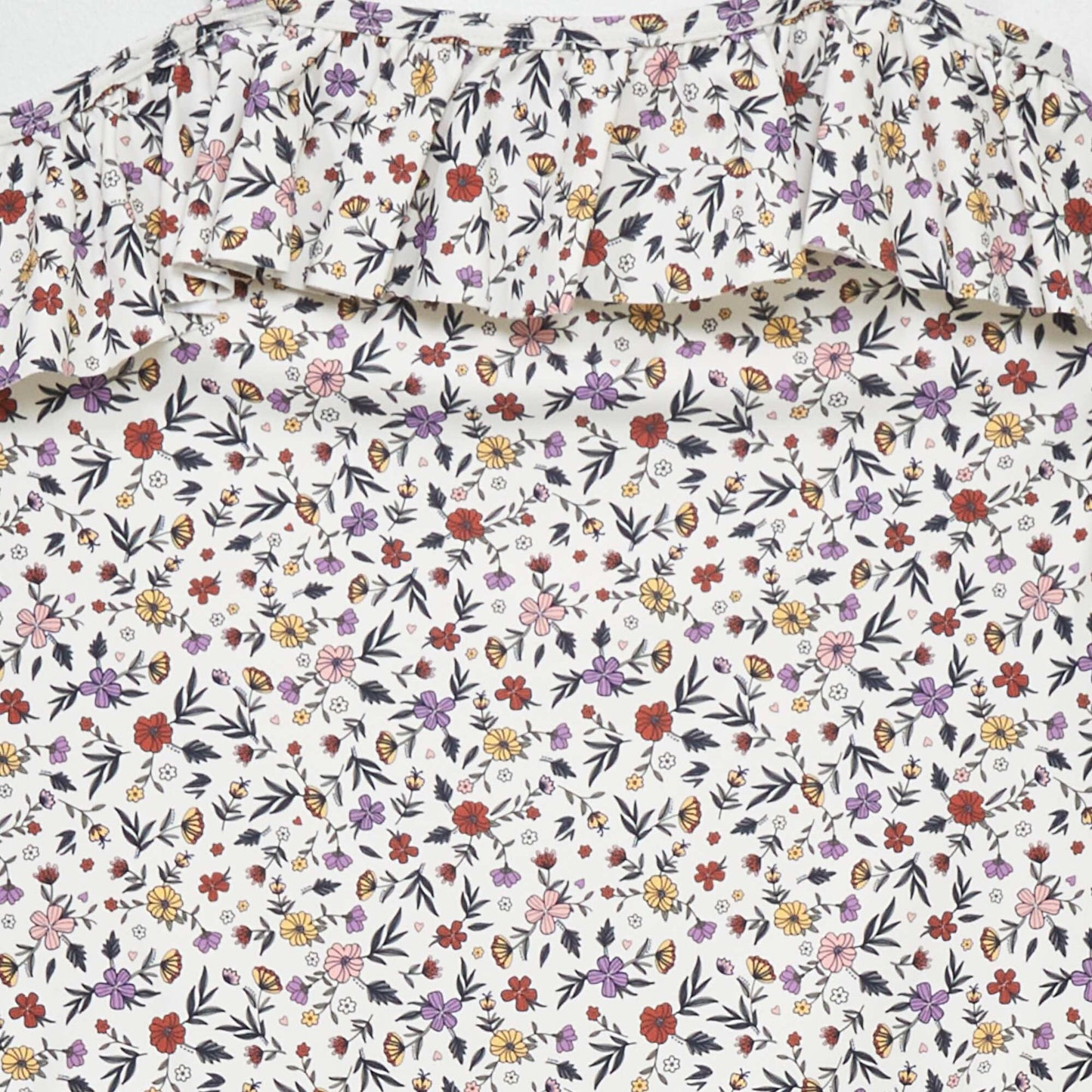 Floral pattern 1-piece swimsuit WHITE