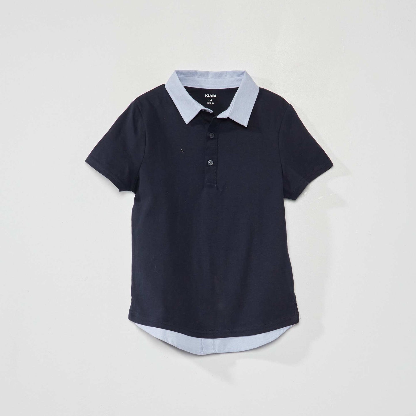 2-in-1 effect jersey knit polo shirt BLUE