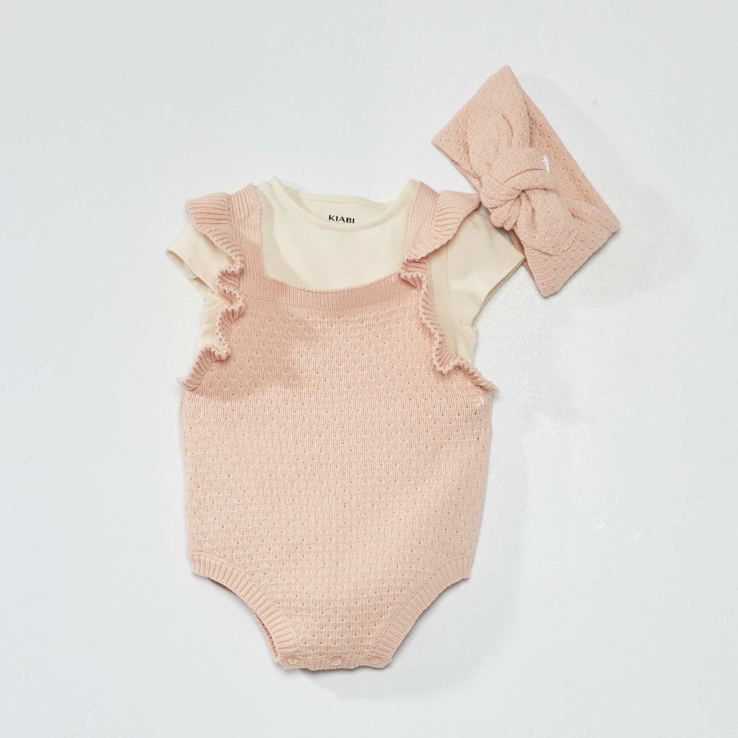 Romper  bodysuit and headband - Three-piece set PINK