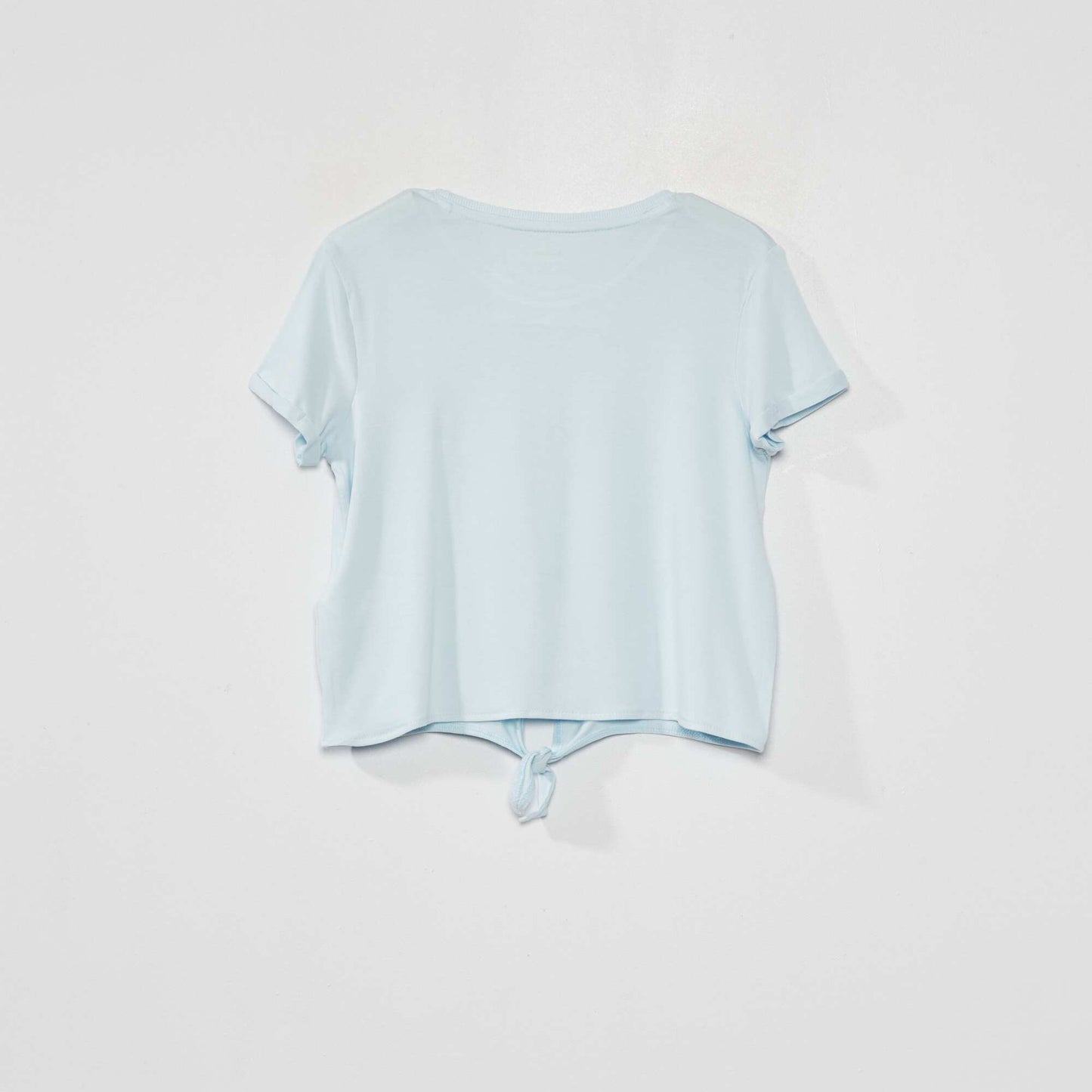 Knotted T-shirt with sequin print BLUE