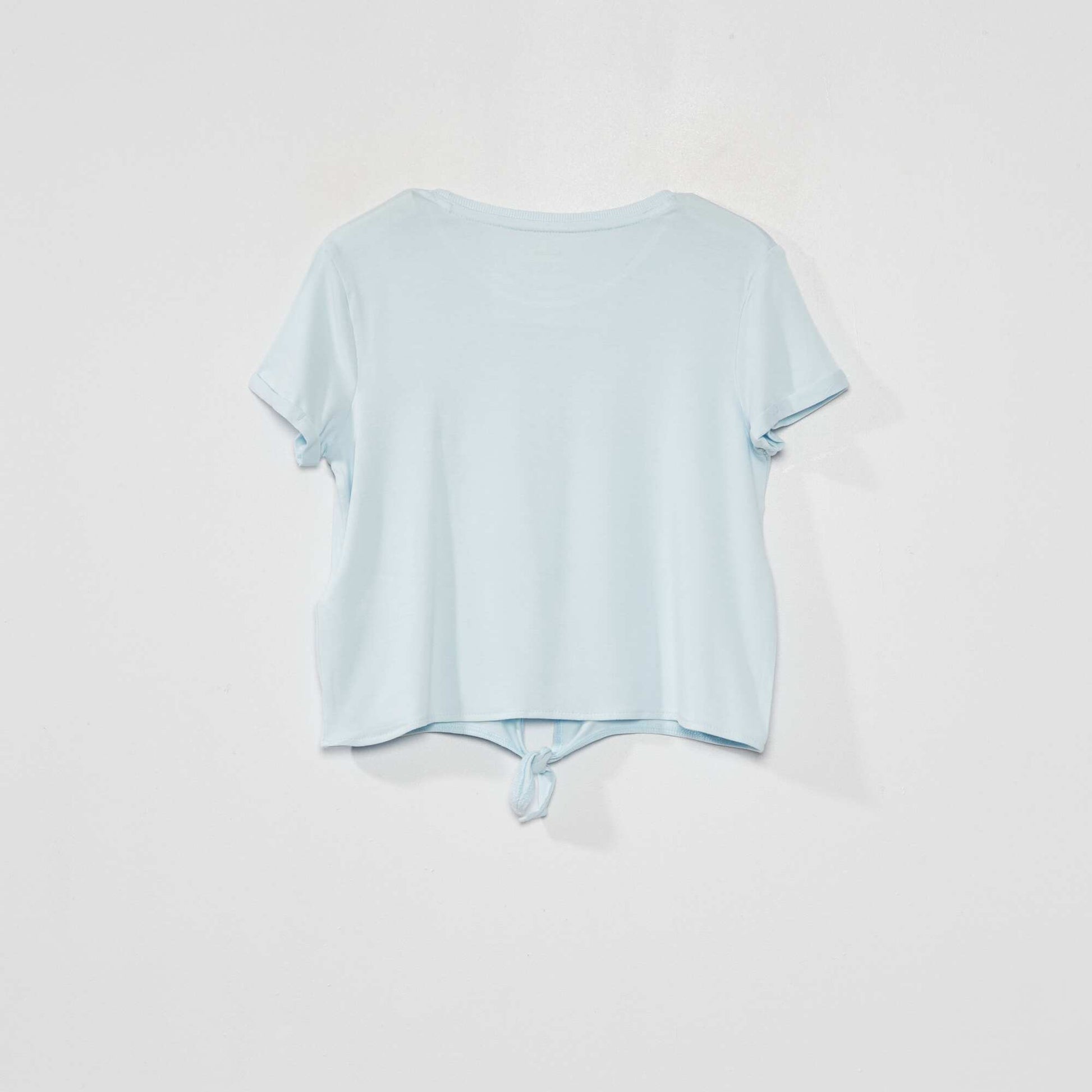Knotted T-shirt with sequin print BLUE