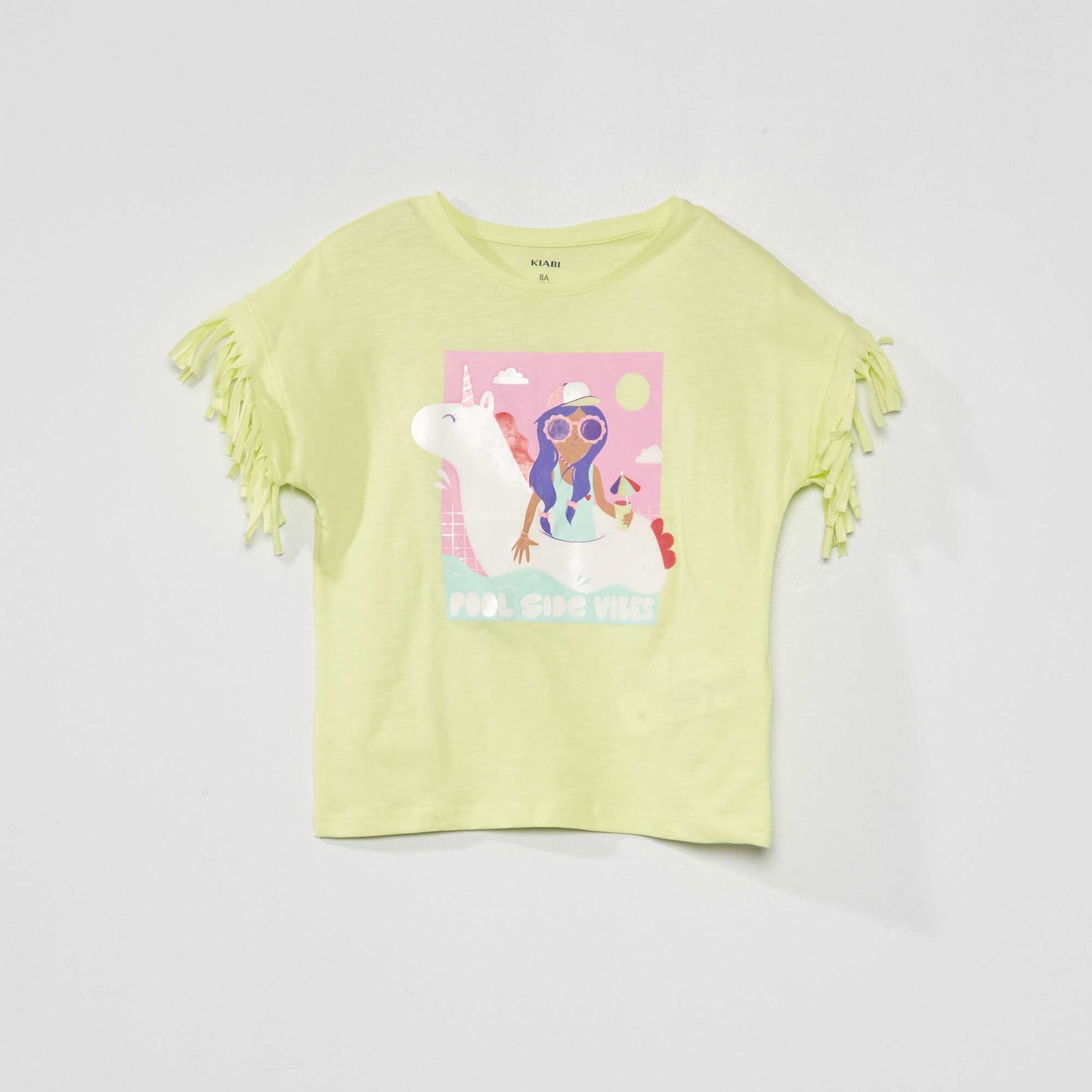 Short-sleeved T-shirt with fringing YELLOW