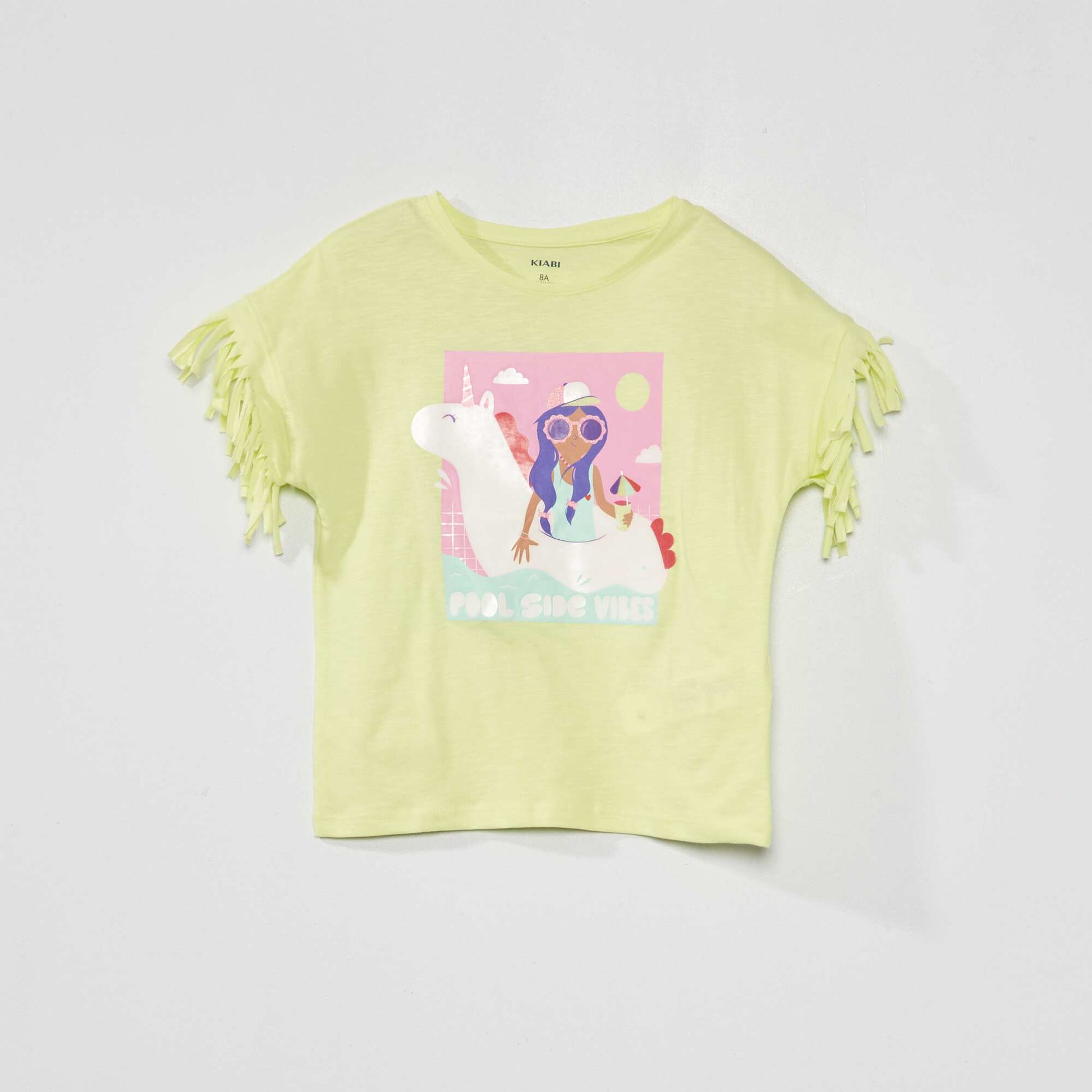 Short-sleeved T-shirt with fringing YELLOW