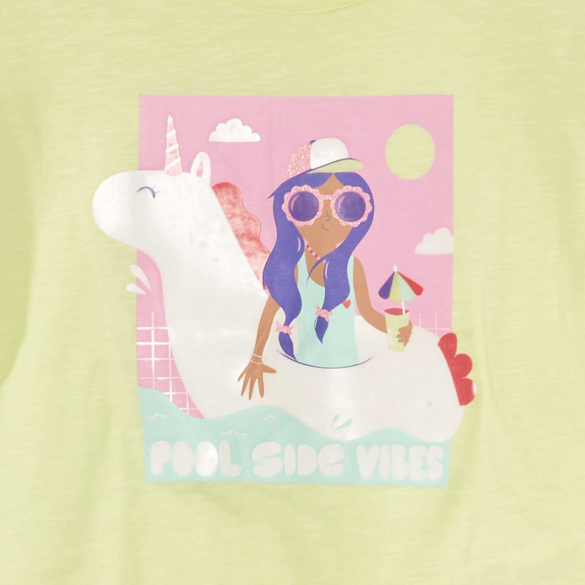 Short-sleeved T-shirt with fringing YELLOW