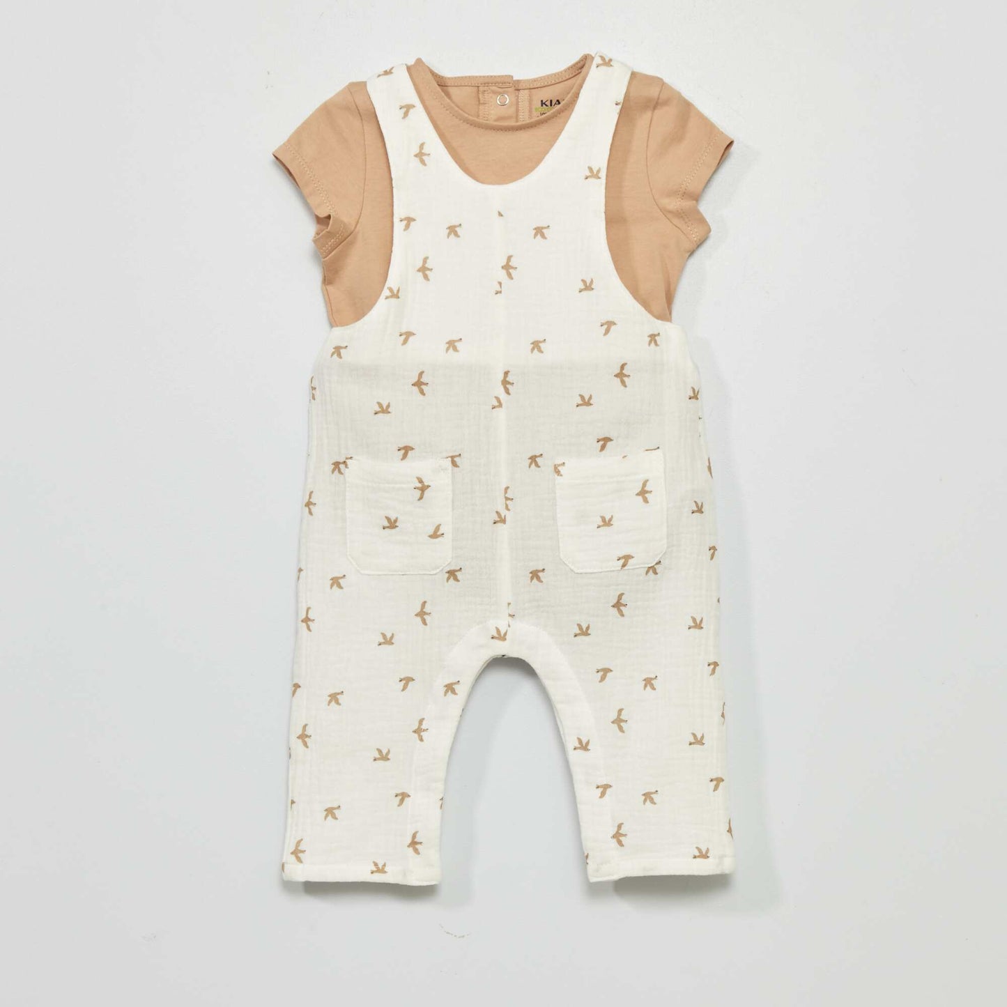 Dungarees and bodysuit set WHITE