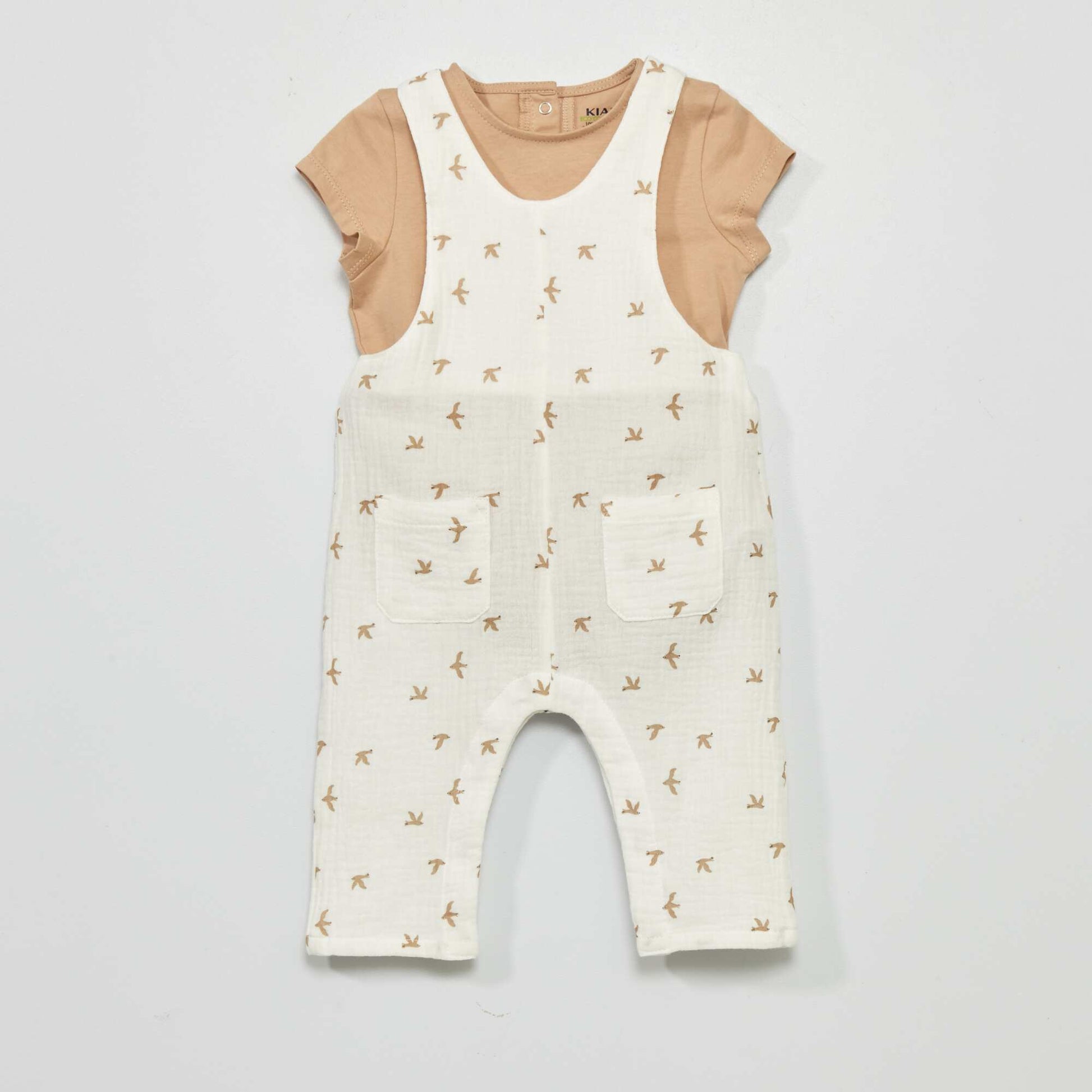 Dungarees and bodysuit set WHITE