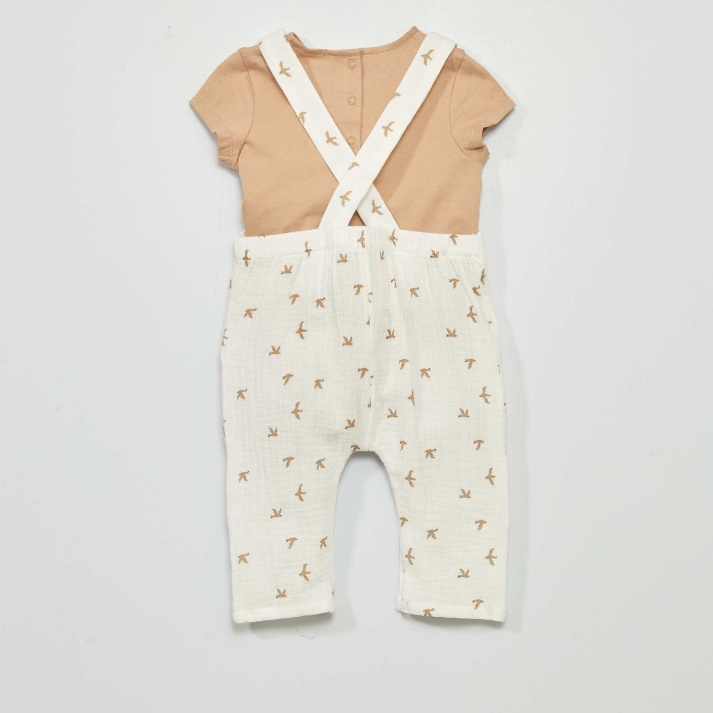 Dungarees and bodysuit set WHITE