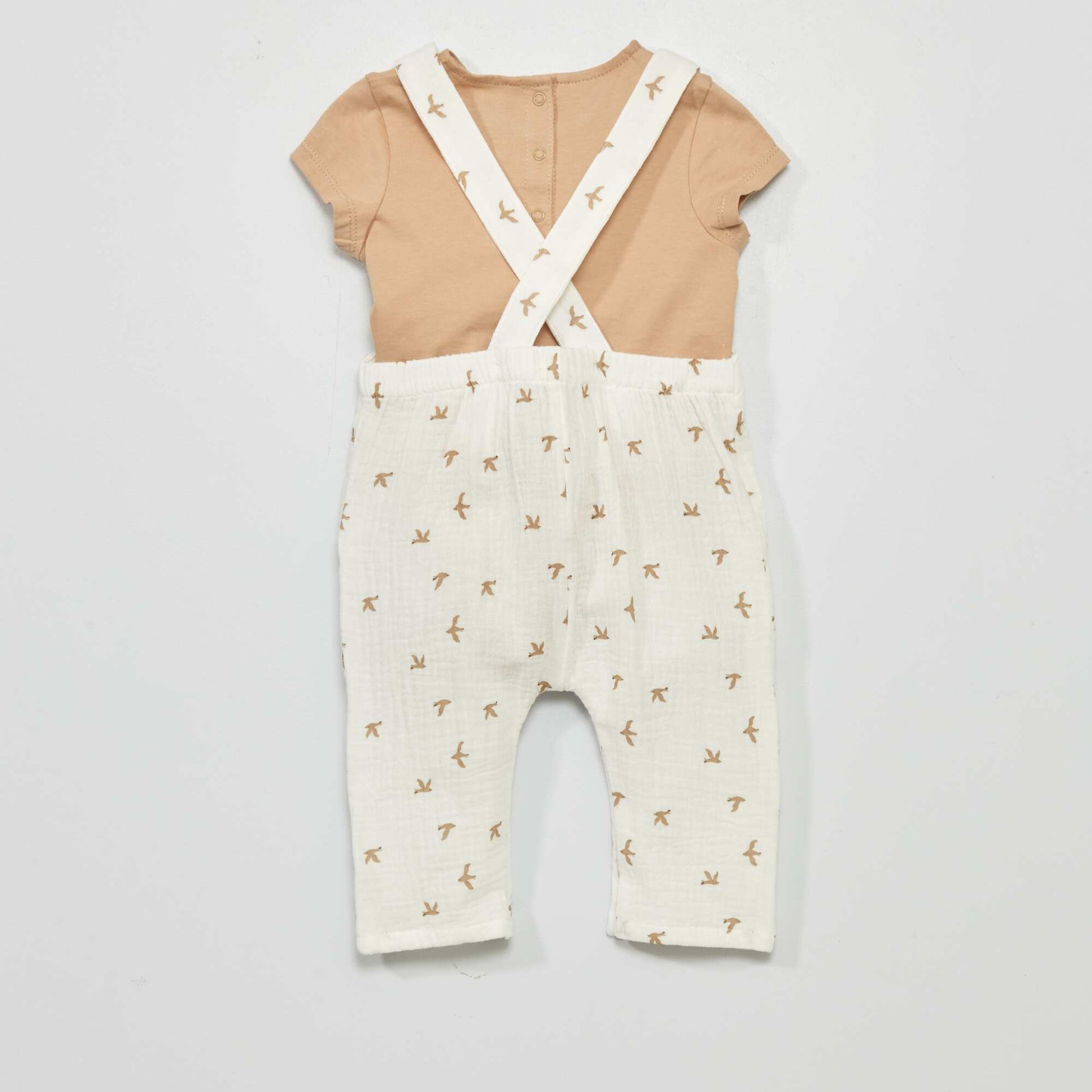 Dungarees and bodysuit set WHITE