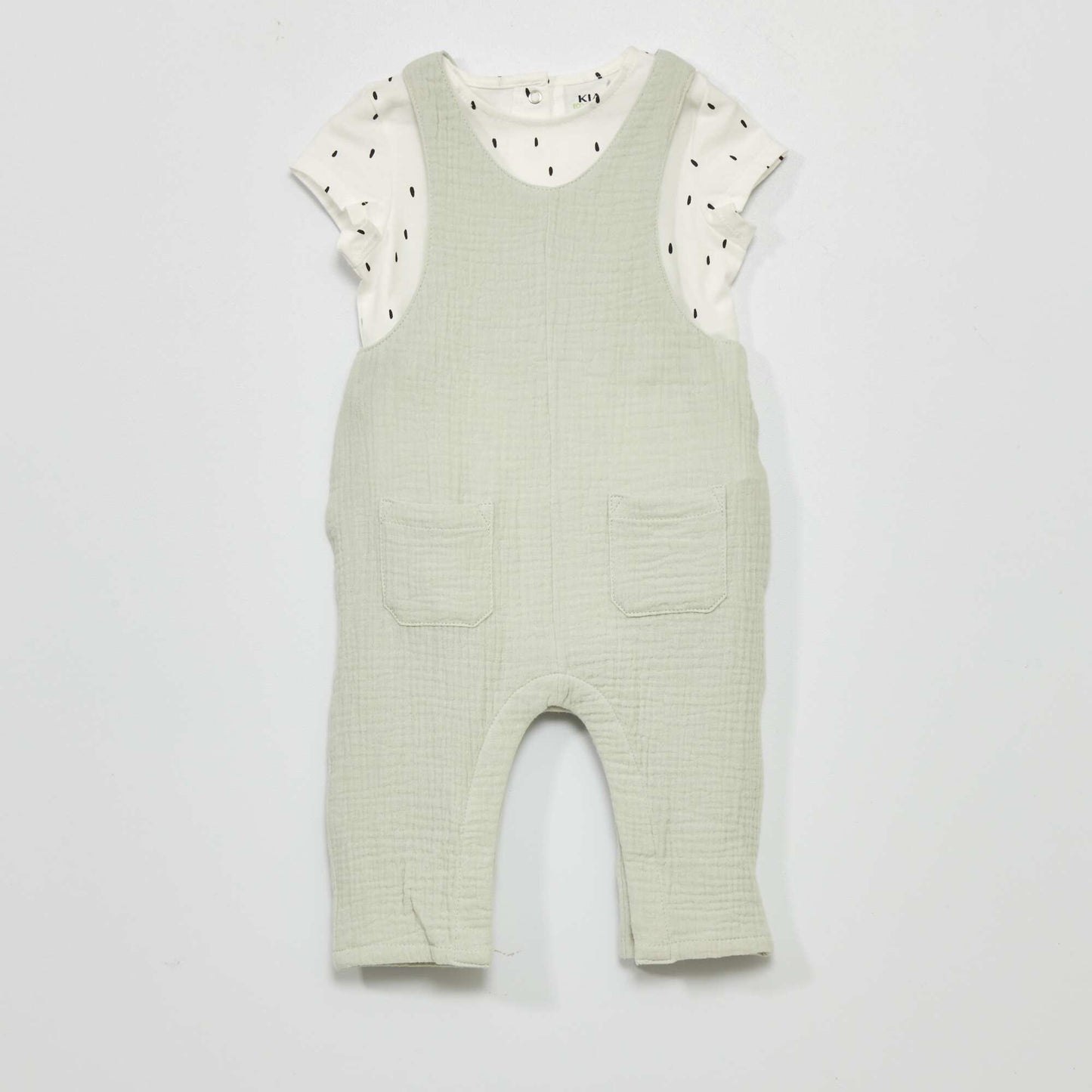Dungarees and bodysuit set WHITE