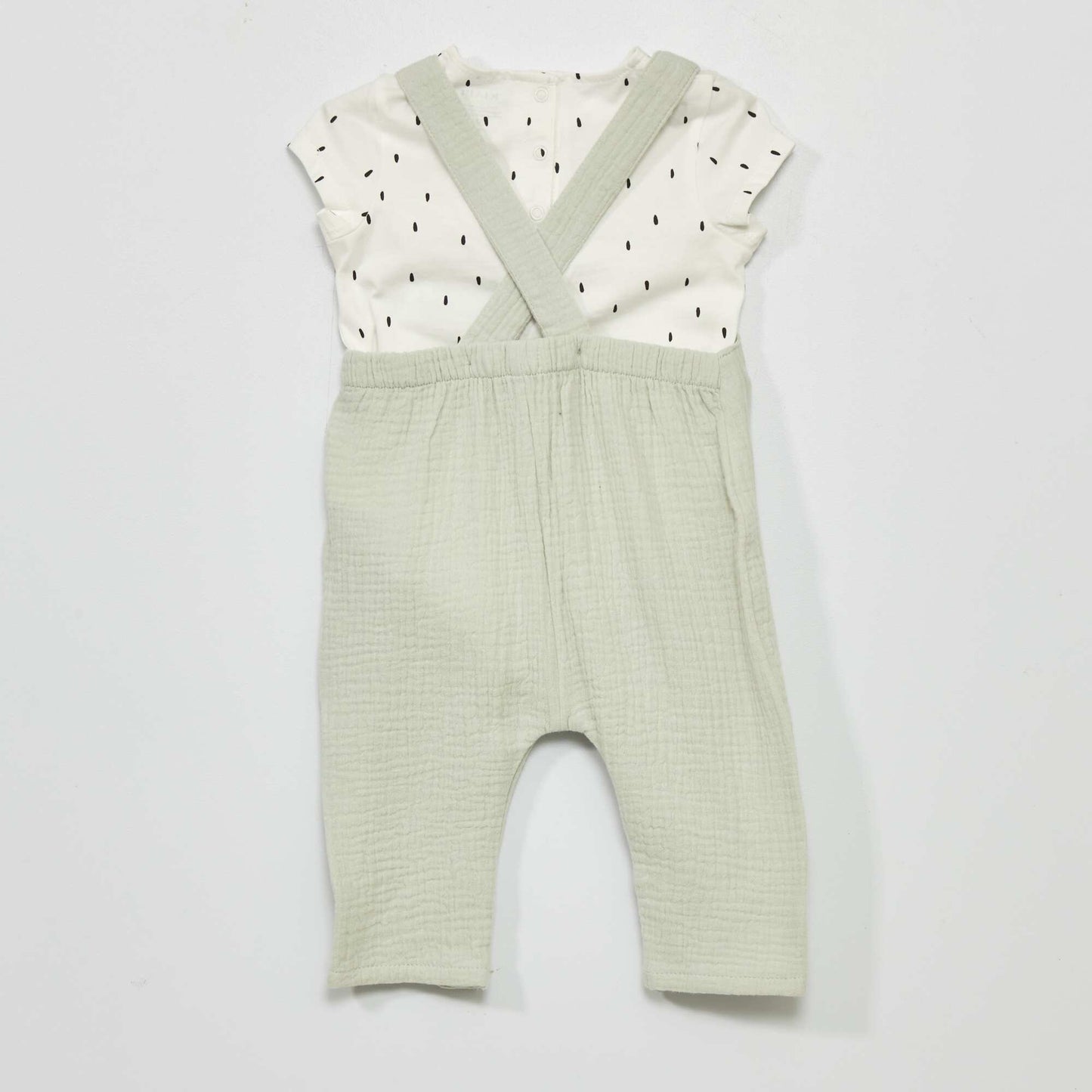 Dungarees and bodysuit set WHITE