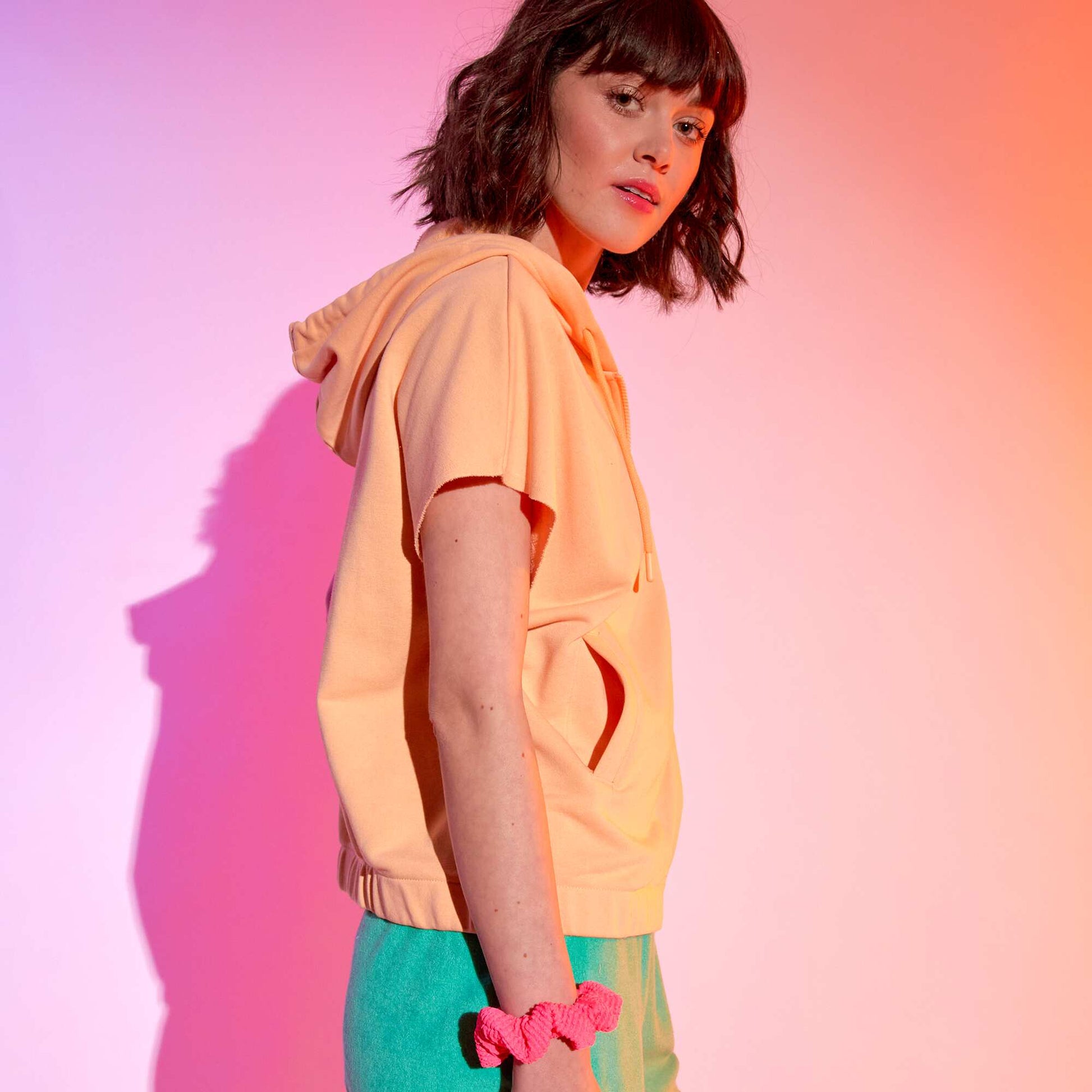 Sleeveless hoodie ORANGE